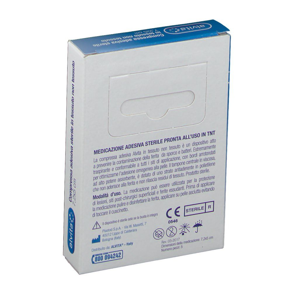 Alvita® Compressa Adesiva Sterile 7,5 x 5 cm