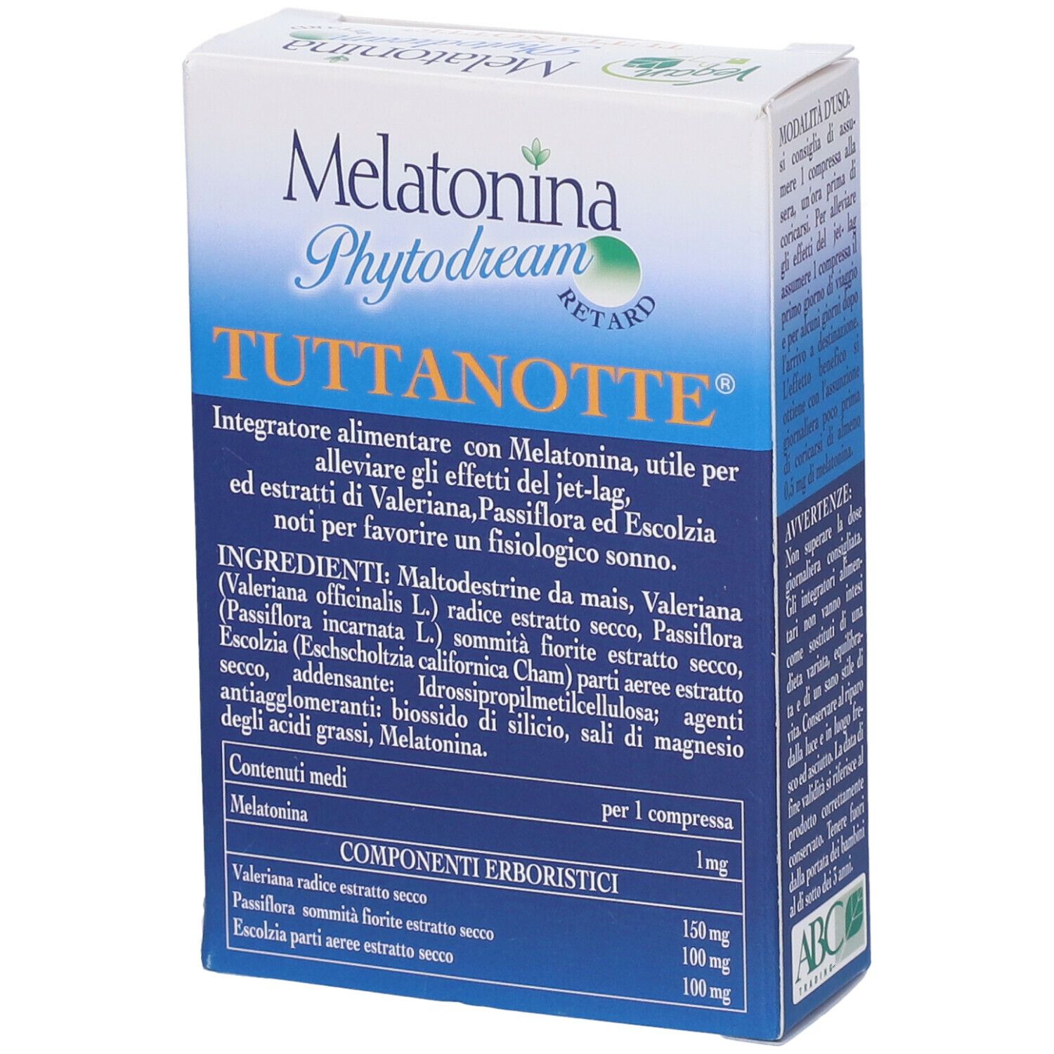 ABC Trading Melatonina Phytodream Tuttanotte Retard Compresse