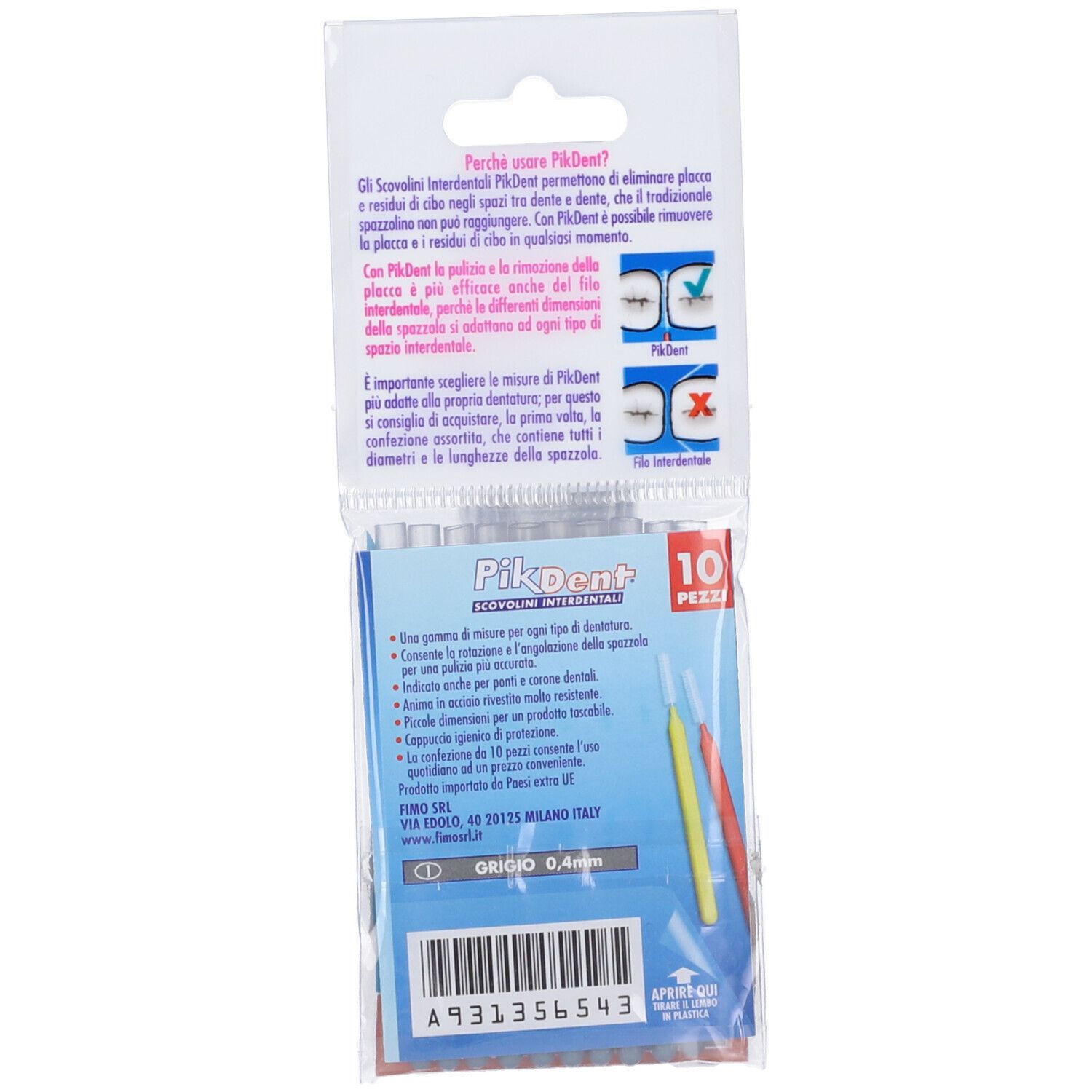 Retro della confezione con informazioni sul prodotto. Testo in italiano. Contiene illustrazioni e caratteristiche del prodotto.