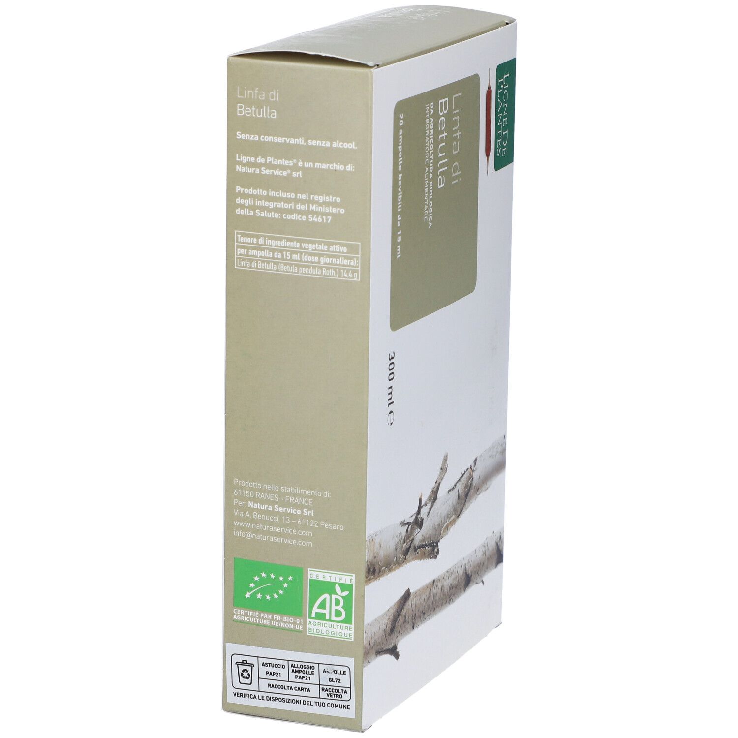 Linfa Di Betulla Biologico 20 Ampolle Bevibili Da 15 Ml