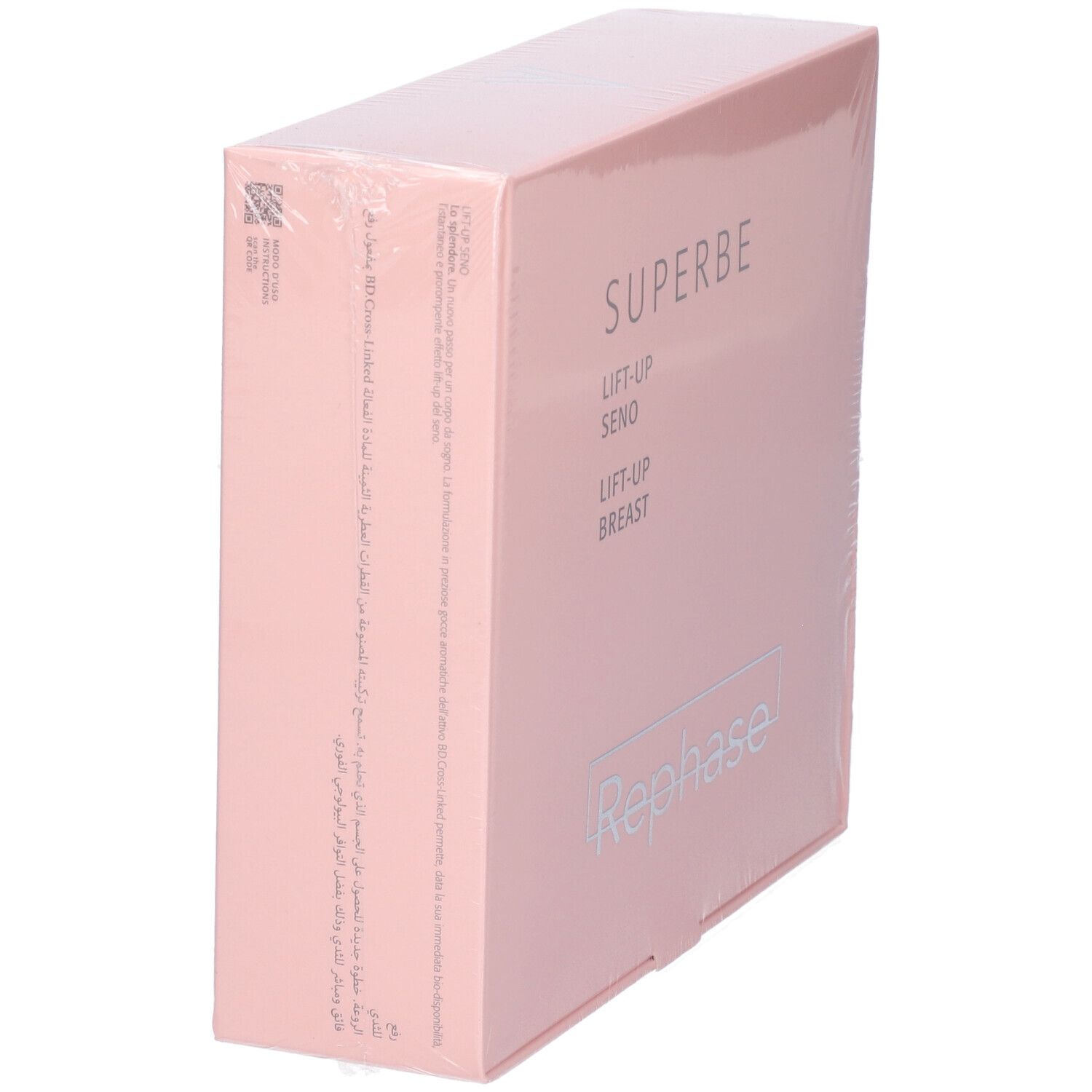 Confezione rosa con SUPERBE e LIFT-UP SENO. Marchio REPHASE in basso. Confezionato in plastica.
