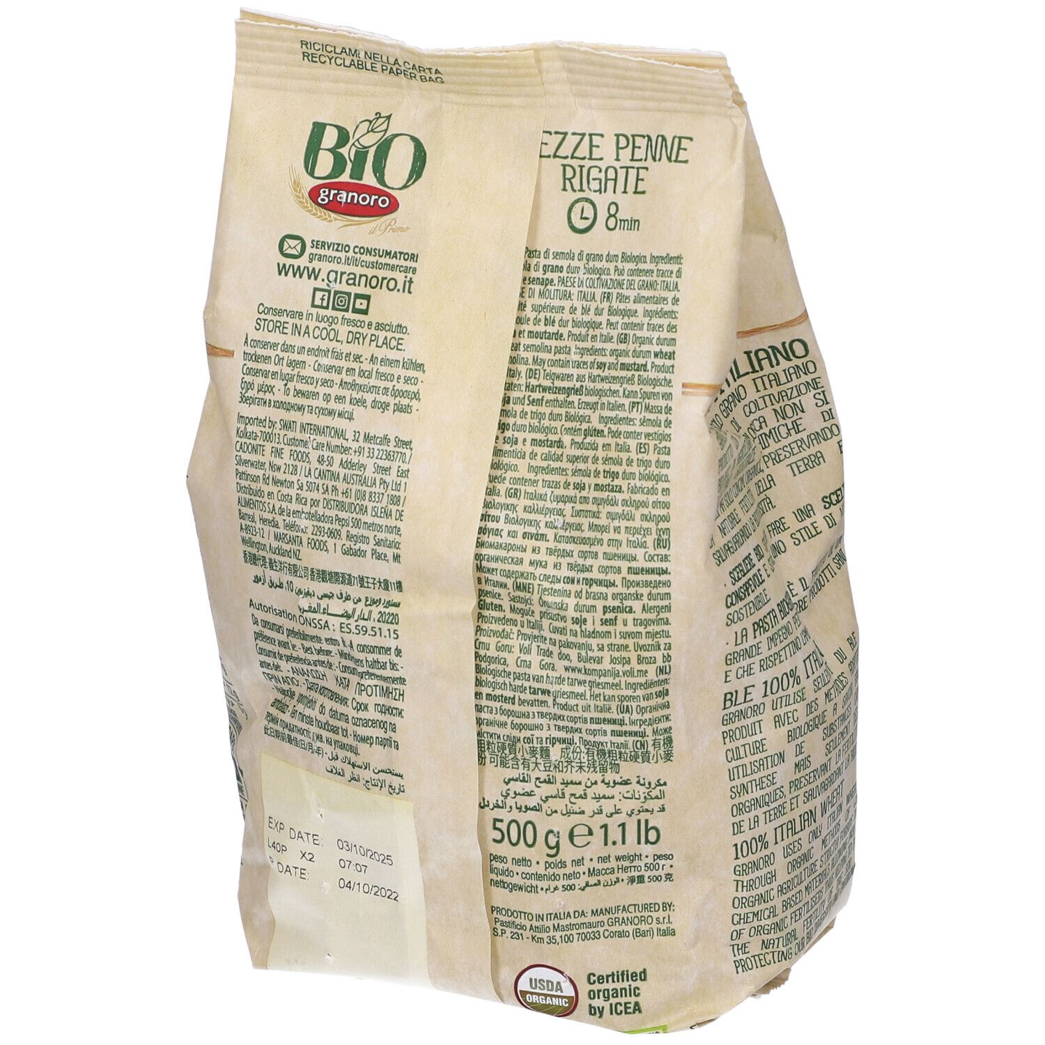 Mezze Penne Rigate Granoro Bio