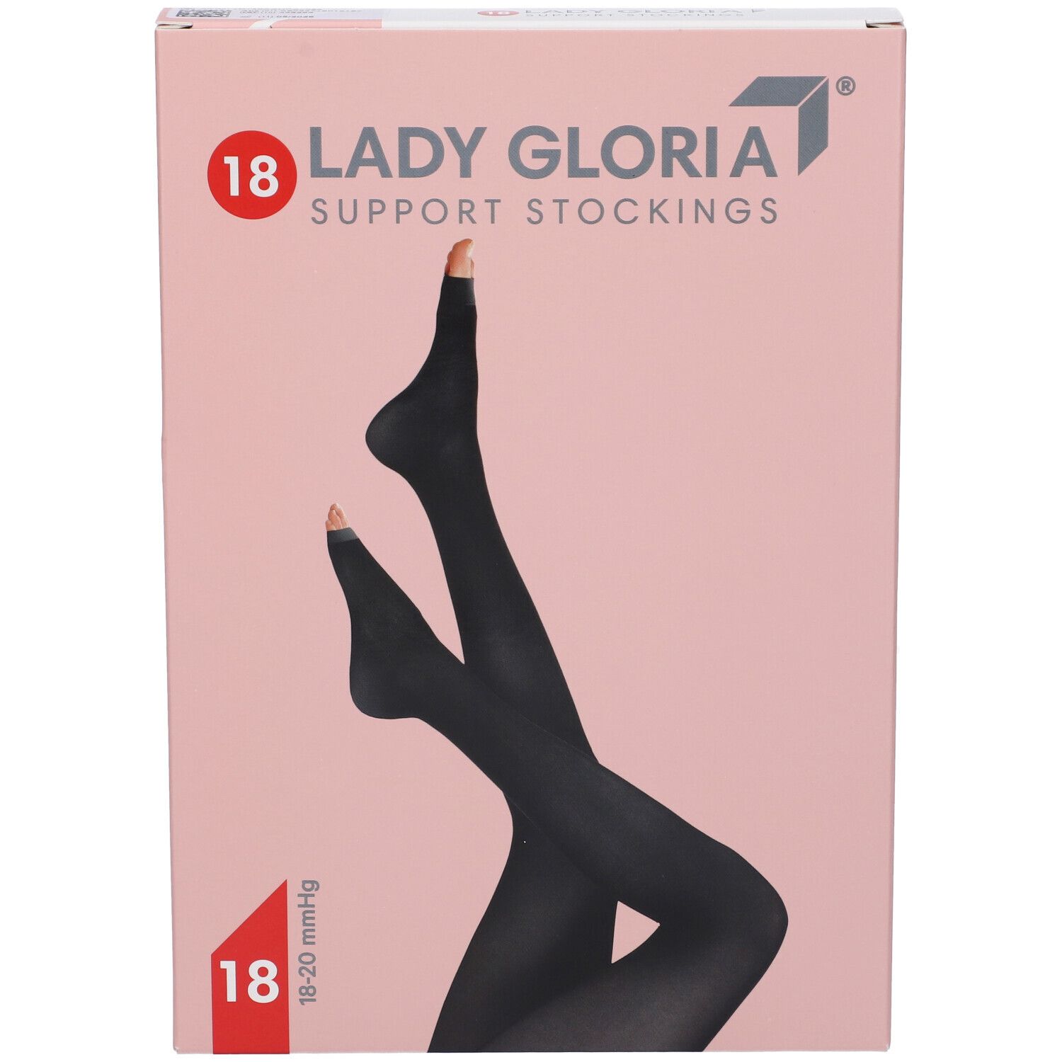 Confezione per calze a compressione graduata Lady Gloria 18, punta aperta, Sahara 3, nero.