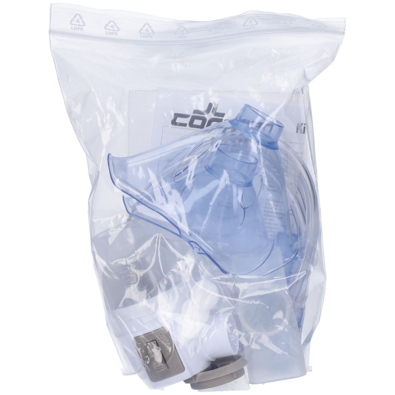 MEDIPRESTERIL KIT NEBUL ADAPTA in confezione trasparente. Include maschera, boccaglio e accessori.