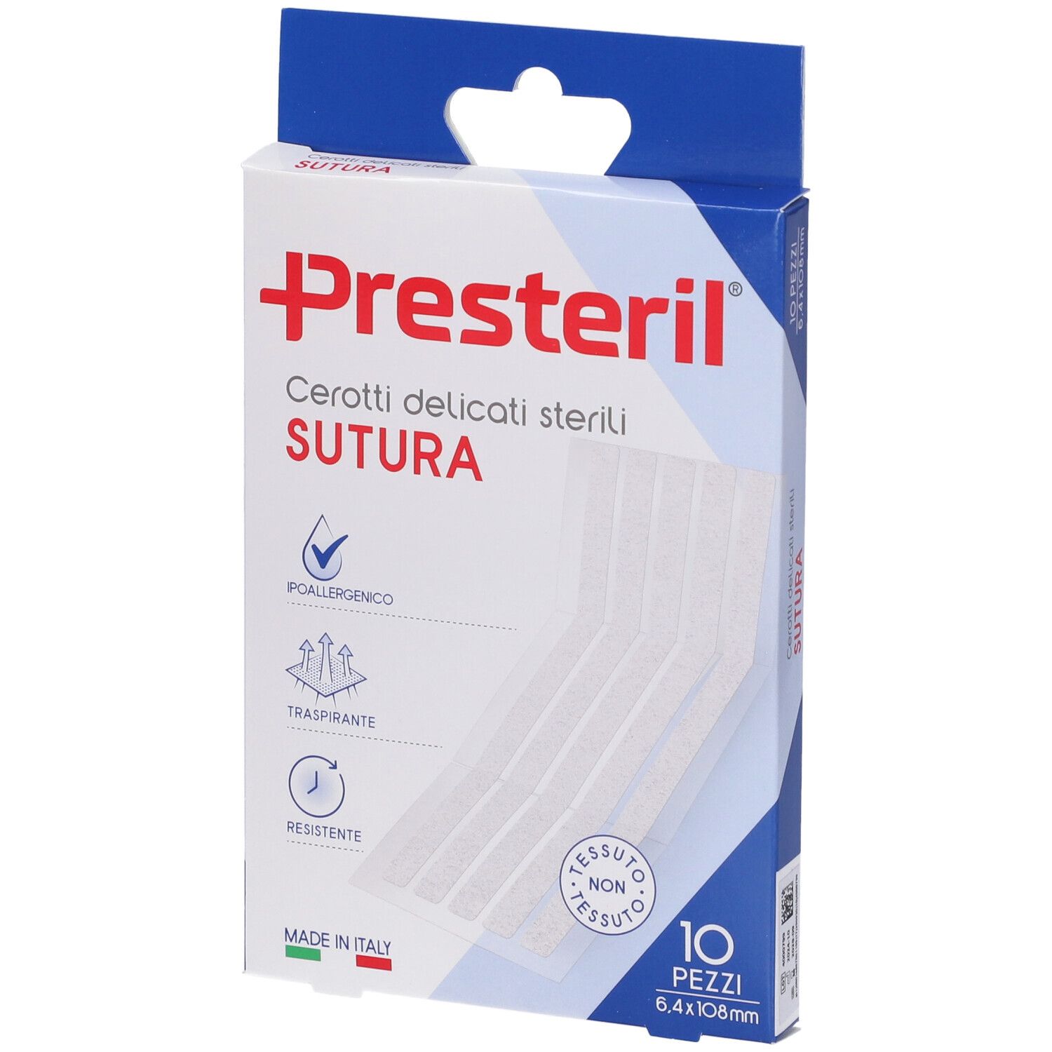 Medipresteril Cerotto per Sutura Delicato in Tessuto Non Tessuto 6,4 x 108mm