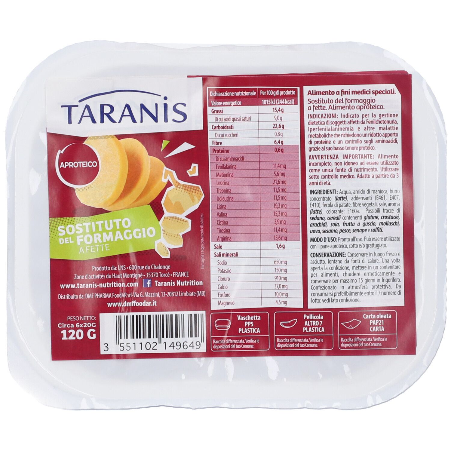 Taranis Sostituto Del Formaggio A Fette 6 Fette 20 G