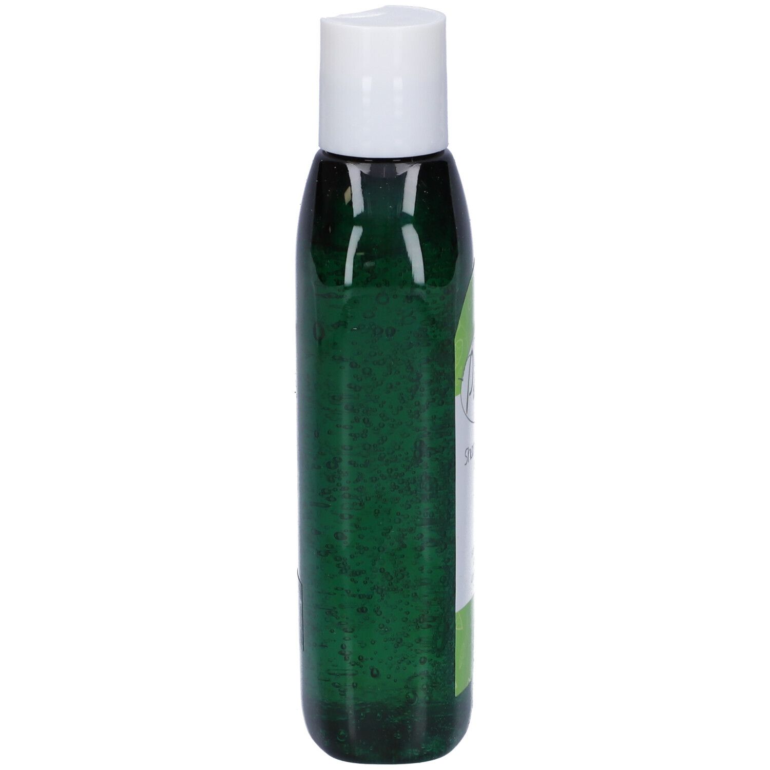 Flacone verde con tappo bianco. Scritto: Occhio al Pidocchio Shampoo Specifico. Con liquido verde.