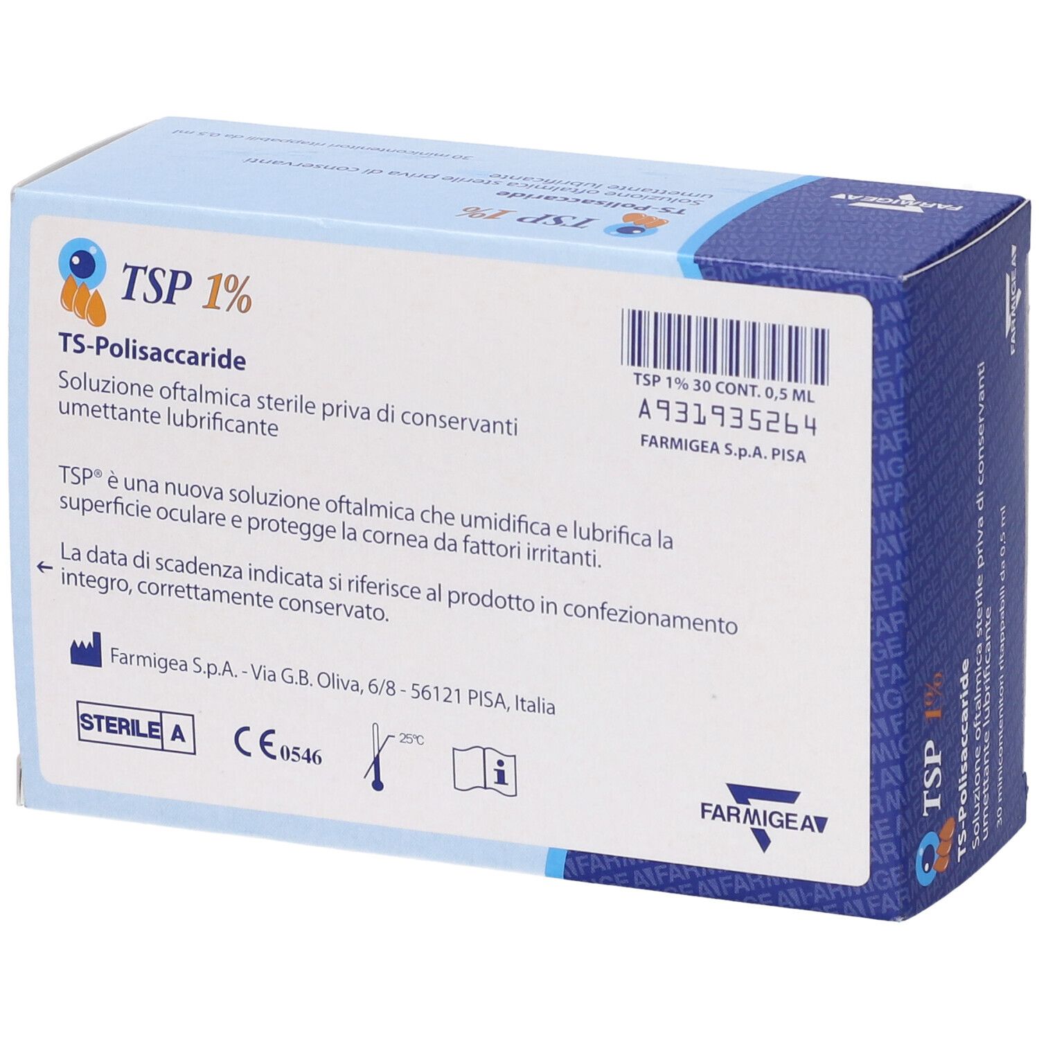 Tsp 1% Soluzione Oftalmica Umettante Lubrificante 30 Flaconcini Monodose 0,5 Ml
