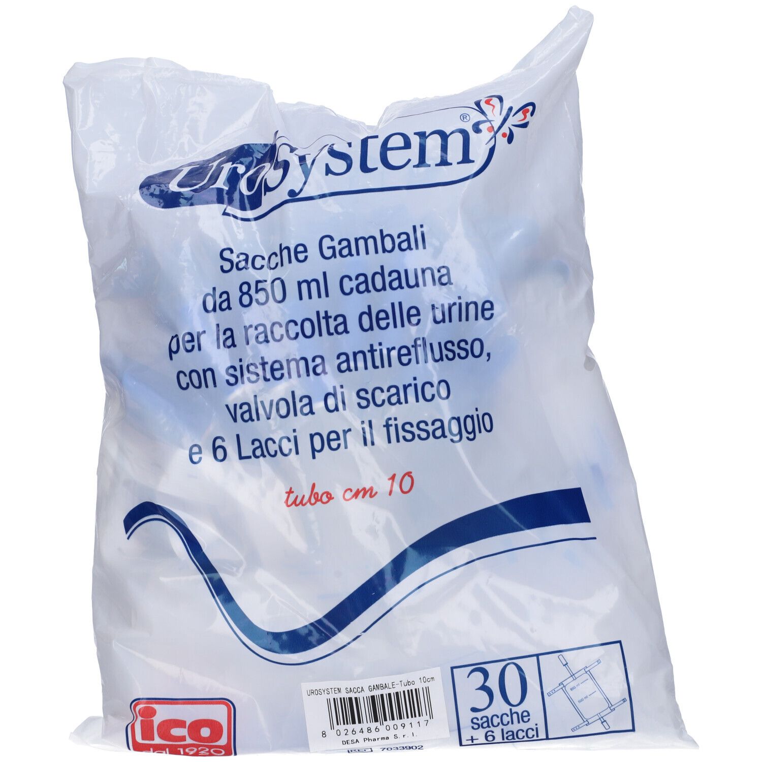 Sacca Di Drenaggio Da Gamba Per Incontinenza Urosystem Tubo 10 Cm 30 Pezzi