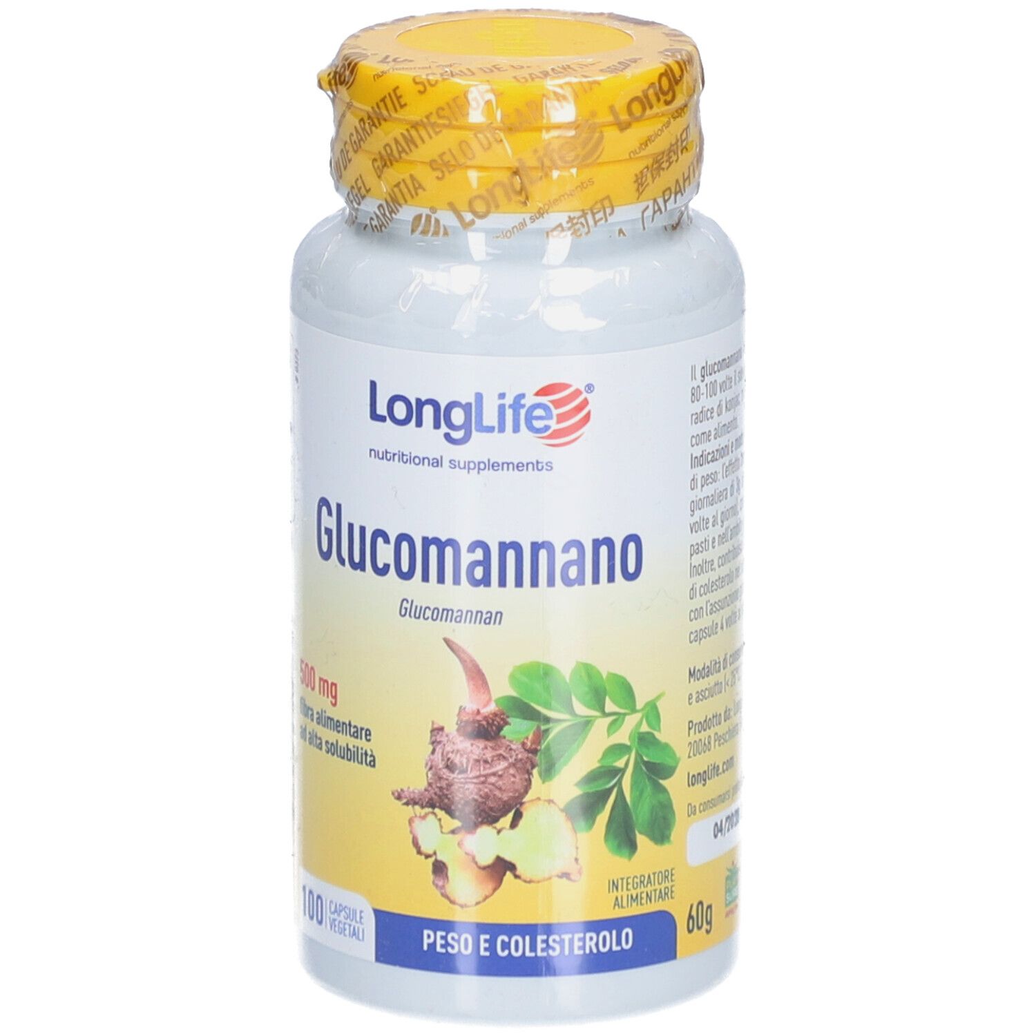 LongLife Glucomannano 500mg Capsule