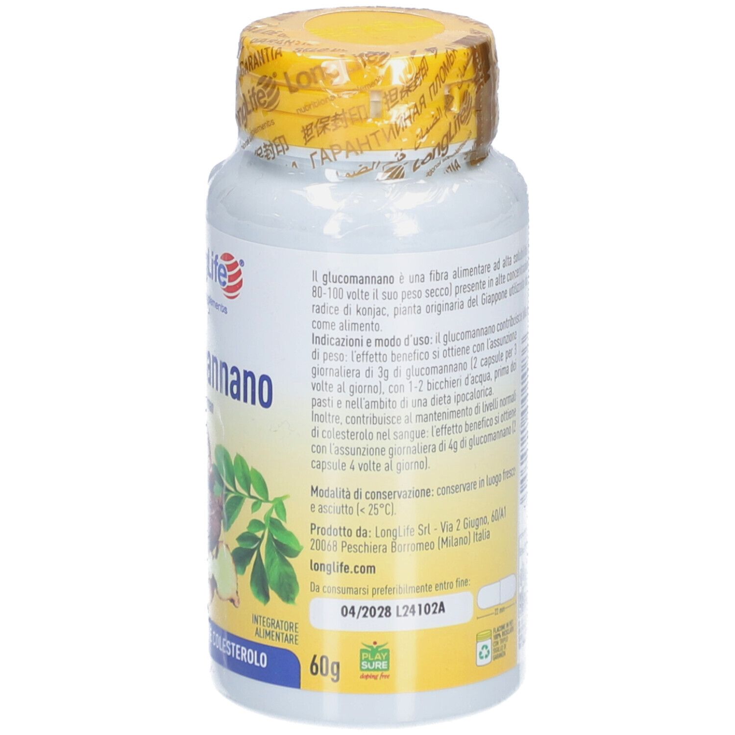 LongLife Glucomannano 500mg Capsule