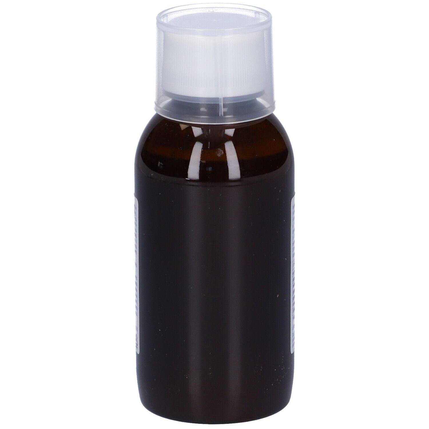 Delifab RD3 Sciroppo, bottiglia marrone con tappo bianco. Primo piano.