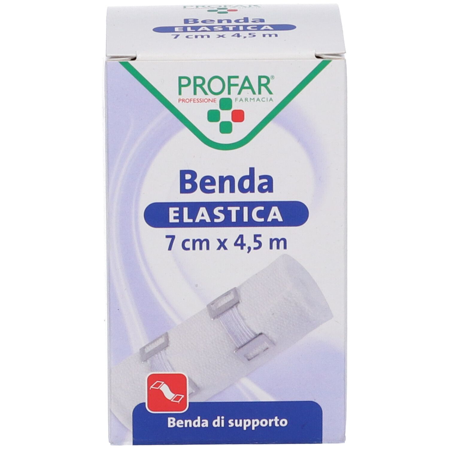 Profar Benda Elastica 7 cm x 4,5 m, fronte della confezione con immagine del prodotto.