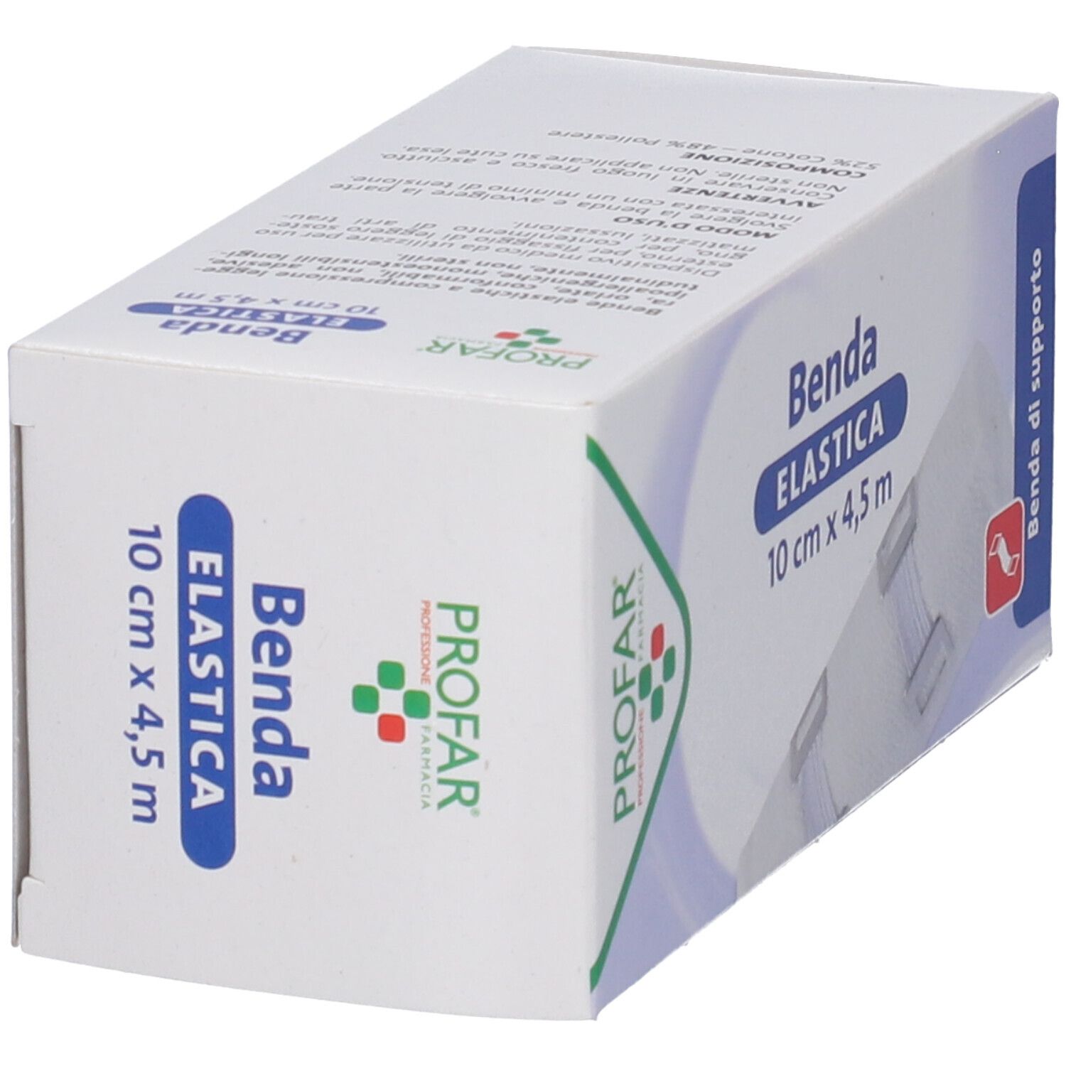 Profar Benda Elastica, 10 cm x 4,5 m. Confezione con illustrazione del prodotto.