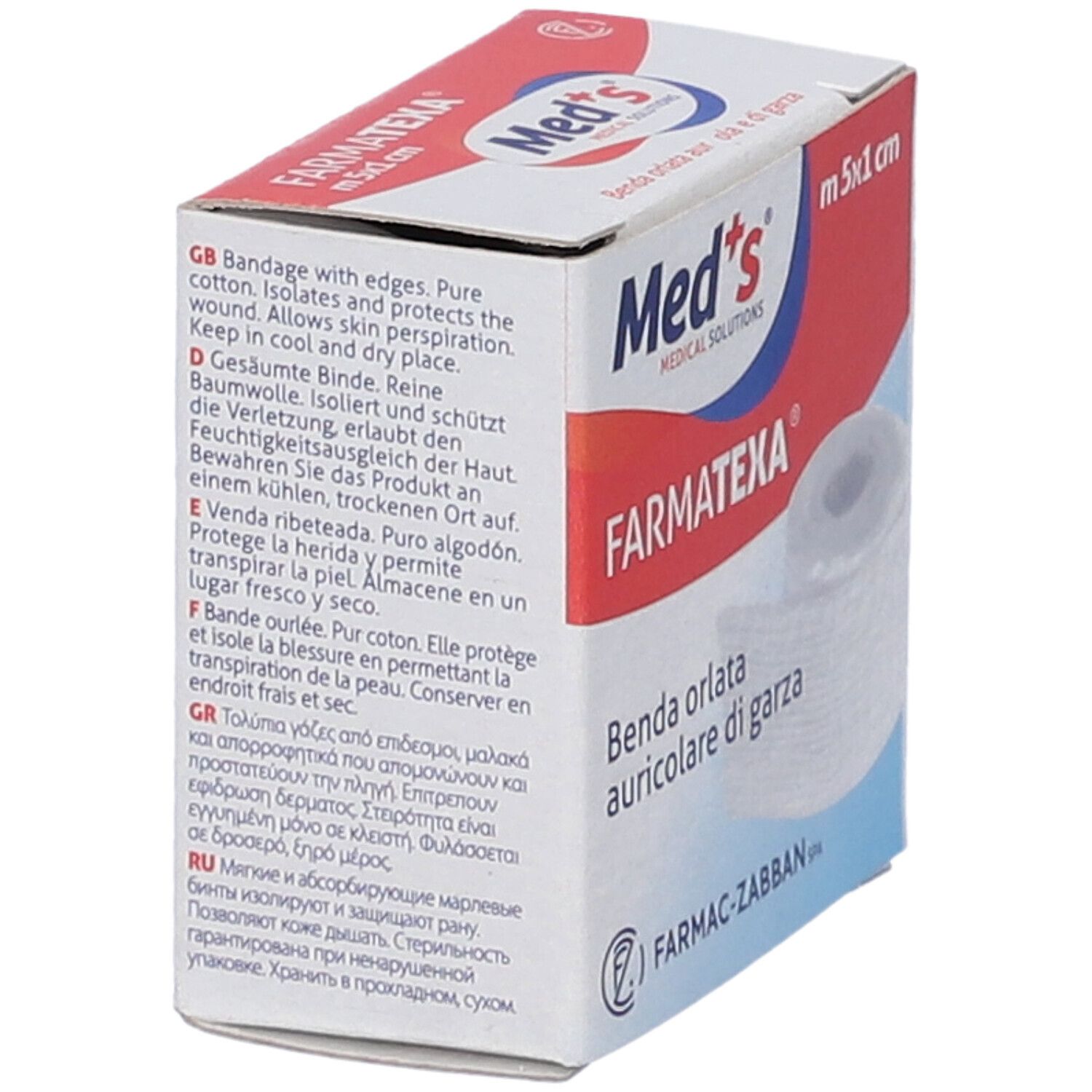 Confezione in cartone con nome e logo del prodotto. Testo multilingue.