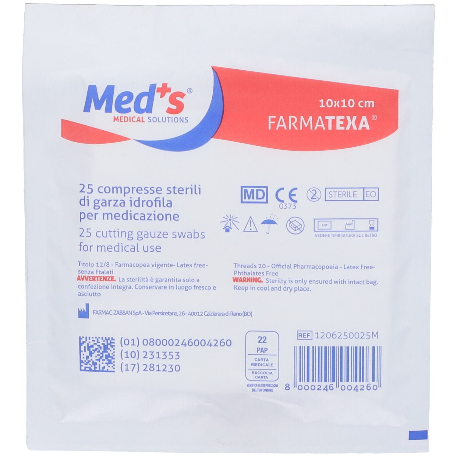 Meds® Garza 10X10CM 25PZ