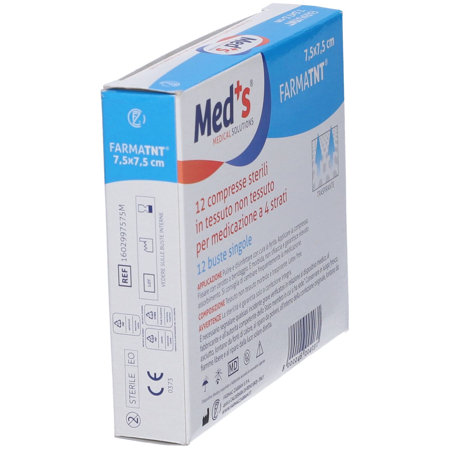 Garza Compressa Meds Tessuto Non Tessuto Peel Open 7,5X7,5Cm 12 Pezzi