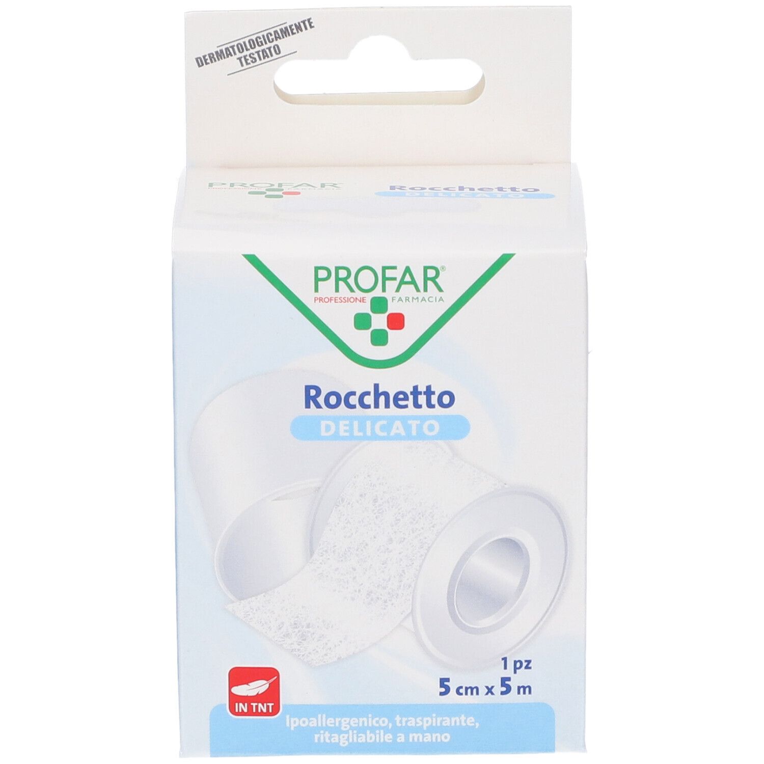Confezione per cerotto Profar Rocchetto Delicato 5x5m, ipoallergenico, traspirante, ritagliabile.