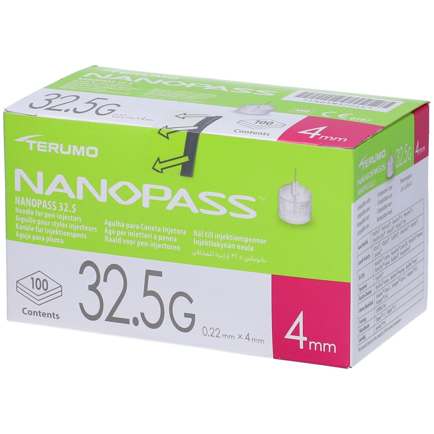 Ago Per Penna Da Insulina Nanopass 32,5 Gauge Lunghezza 4 Mm 100 Pezzi