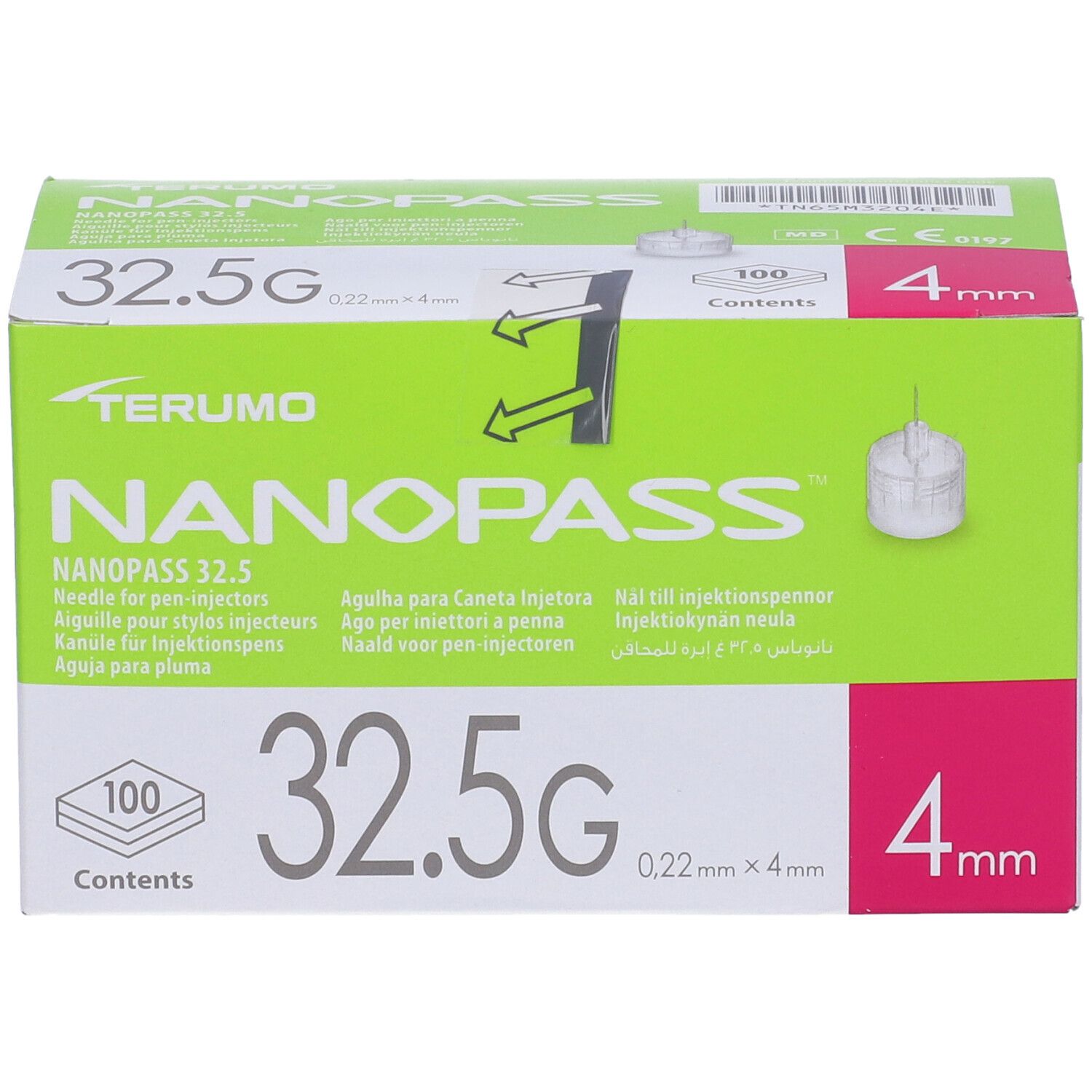 Ago Per Penna Da Insulina Nanopass 32,5 Gauge Lunghezza 4 Mm 100 Pezzi