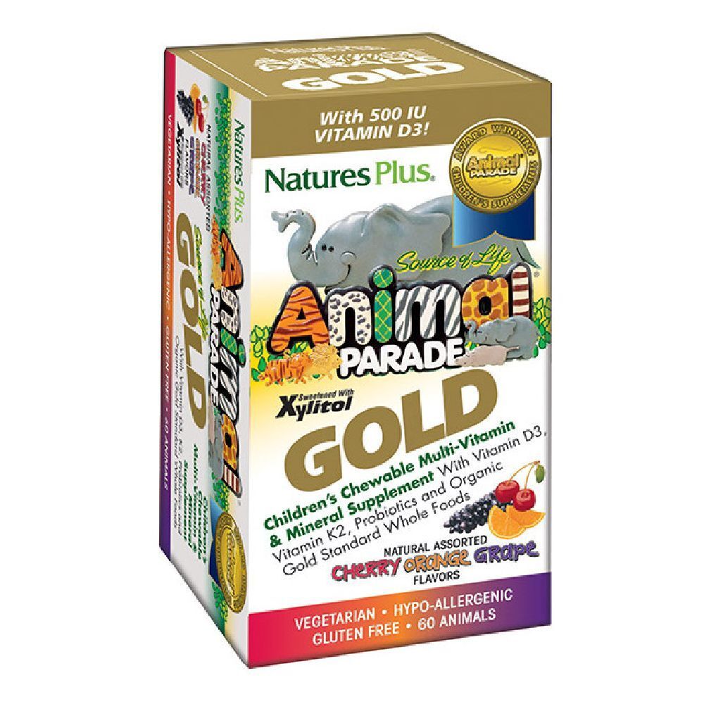Confezione Animal Parade Gold. Integratore multivitaminico e minerale per bambini. 60 animali. Gusti assortiti.