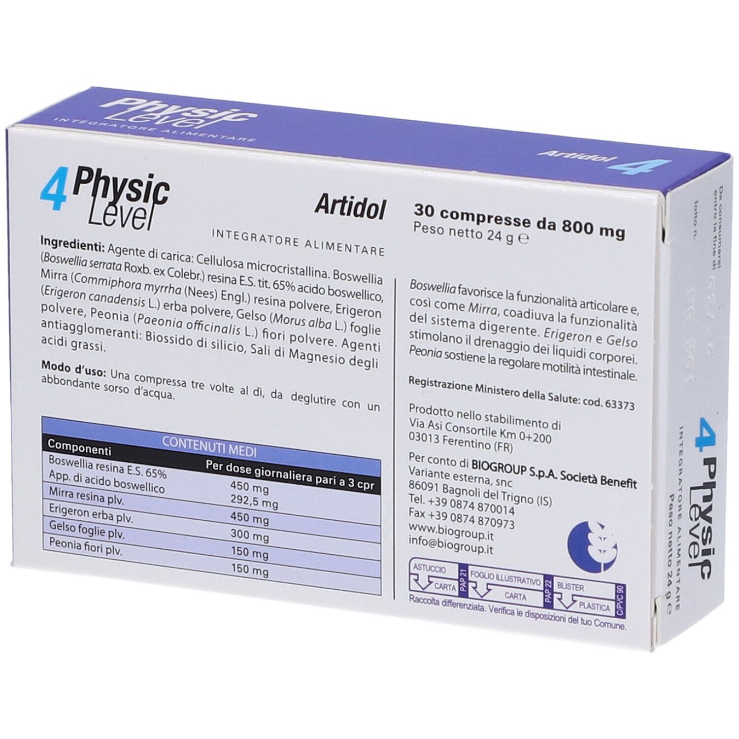Physic Level 4 Artidol 30 Compresse 800 Mg