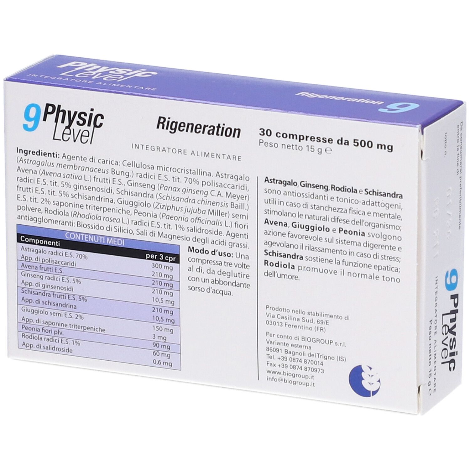 Confezione del prodotto con informazioni e nome del prodotto. Contiene informazioni sugli ingredienti e l'uso.