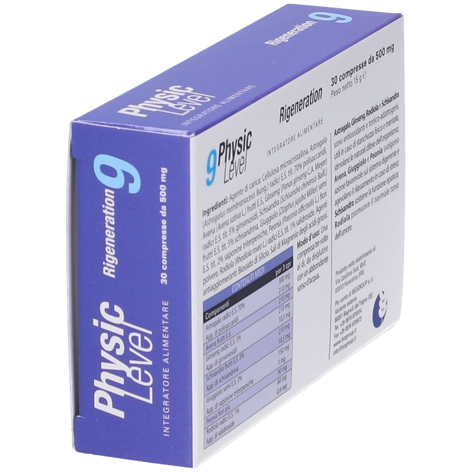 Confezione del prodotto con informazioni e nome del prodotto. Contiene informazioni sugli ingredienti e l'uso.