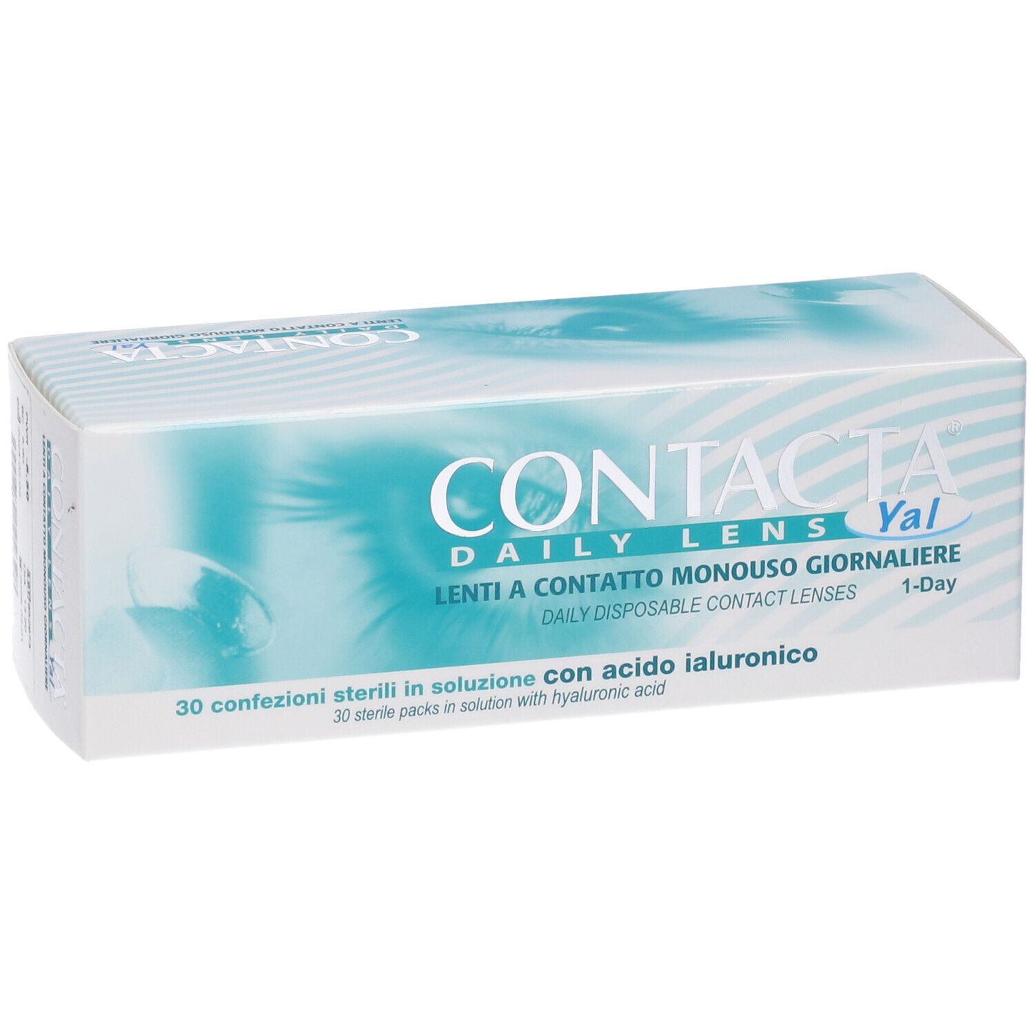 Confezione di Contacta Daily Lens Yal. Scritta: Lenti a Contatto Monouso Giornaliera, 30 pezzi.