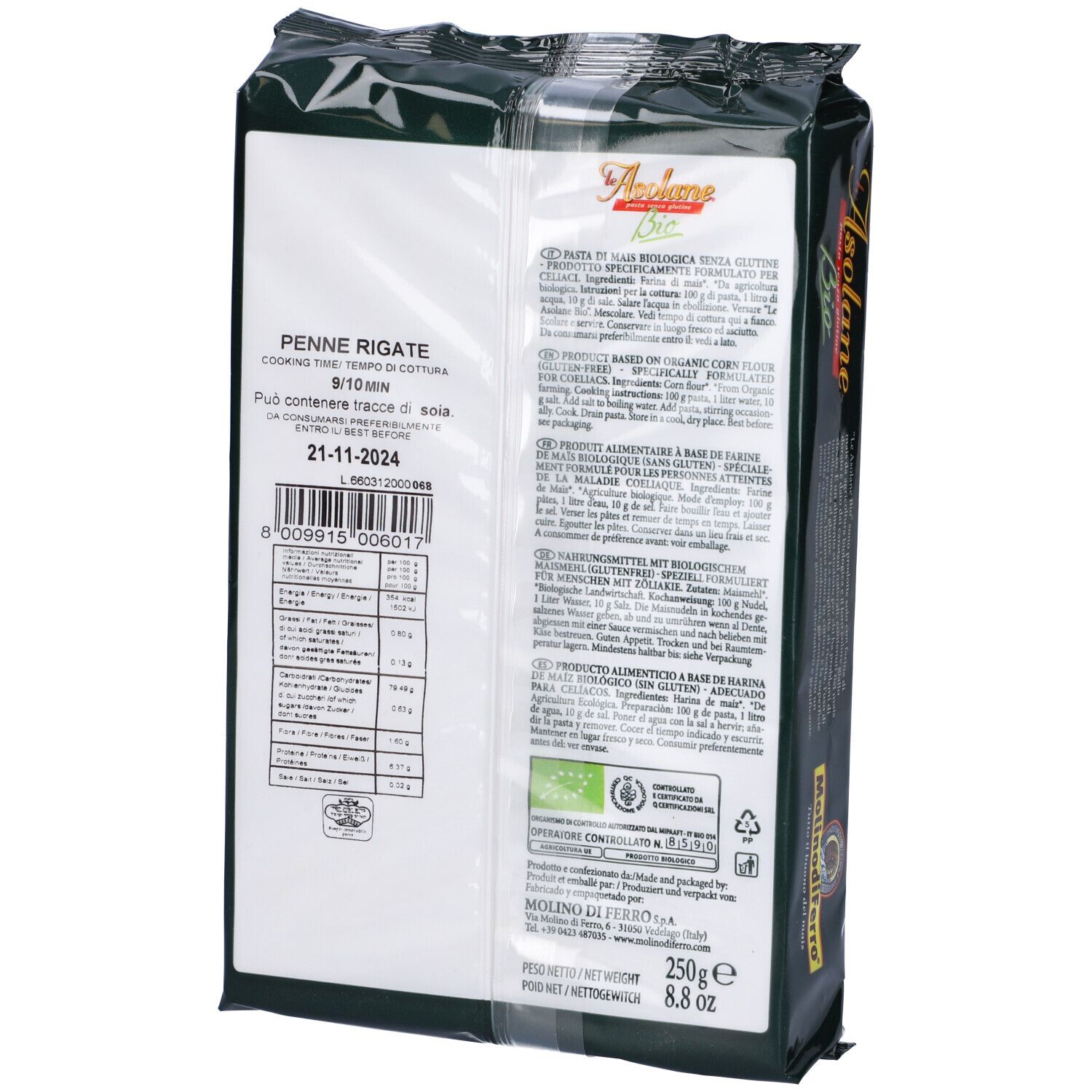 Le Asolane Bio Penne Rigate 250 G