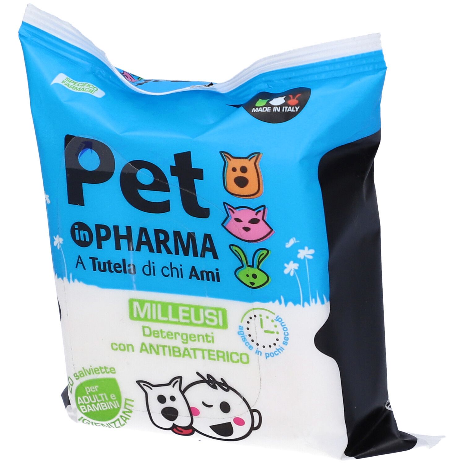 Pet In Pharma Salviette Umidificate Igienizzanti Con Antibatterico Per Adulti E Bambini 20 Pezzi