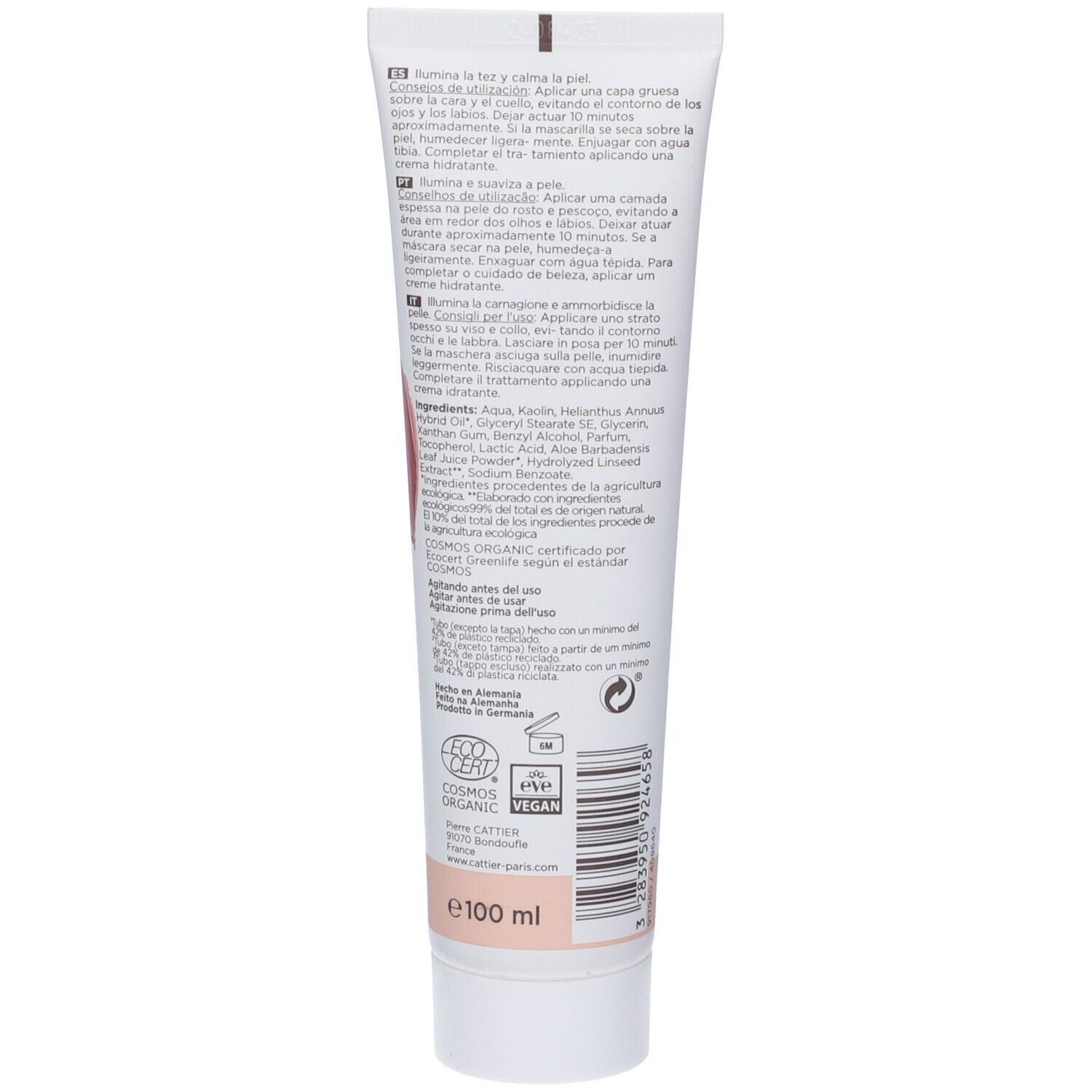 Maschera Argilla Rosa E Aloe Vera Bio Pelli Sensibili 100 Ml