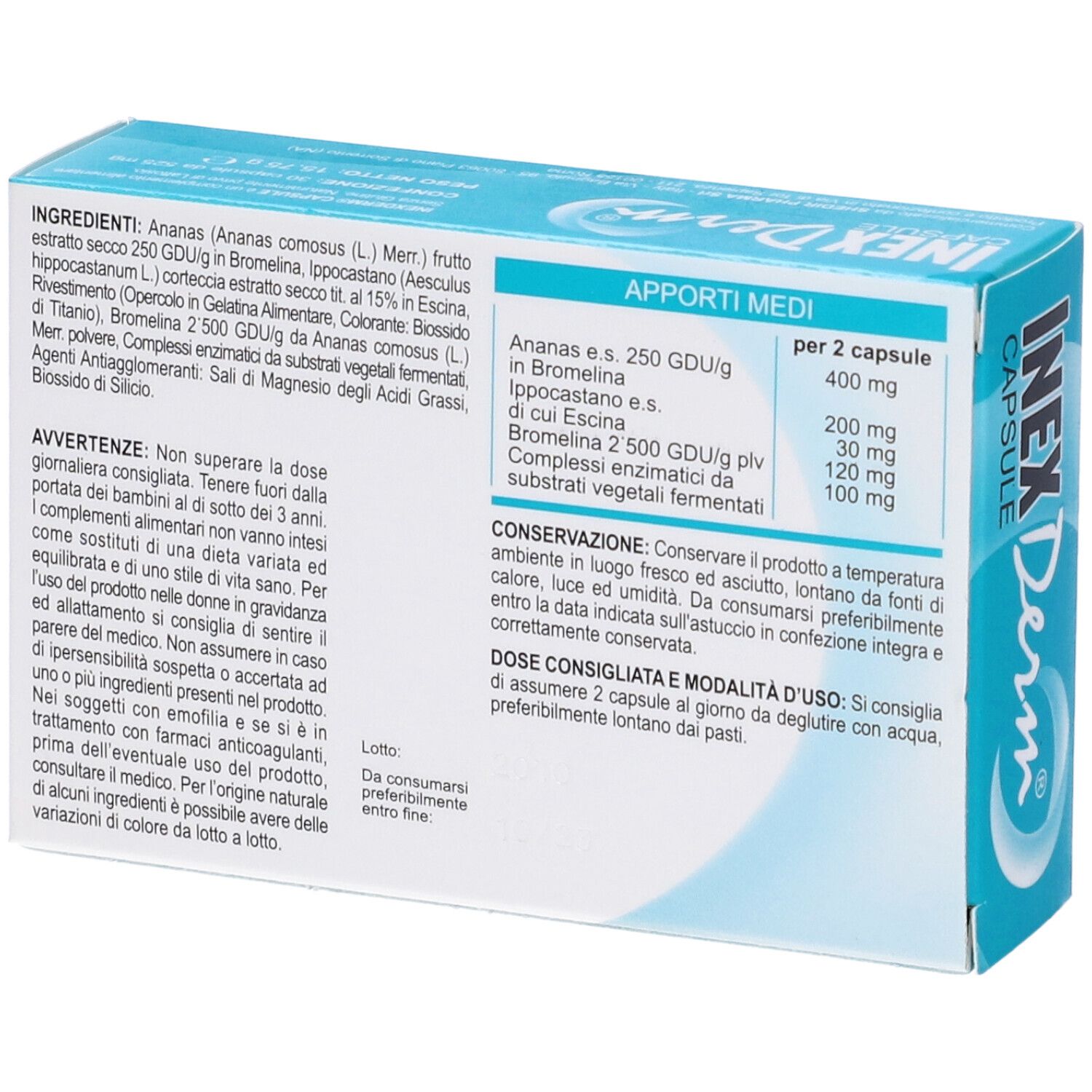 Inexderm 30 Capsule Blister Astuccio 15,75 G