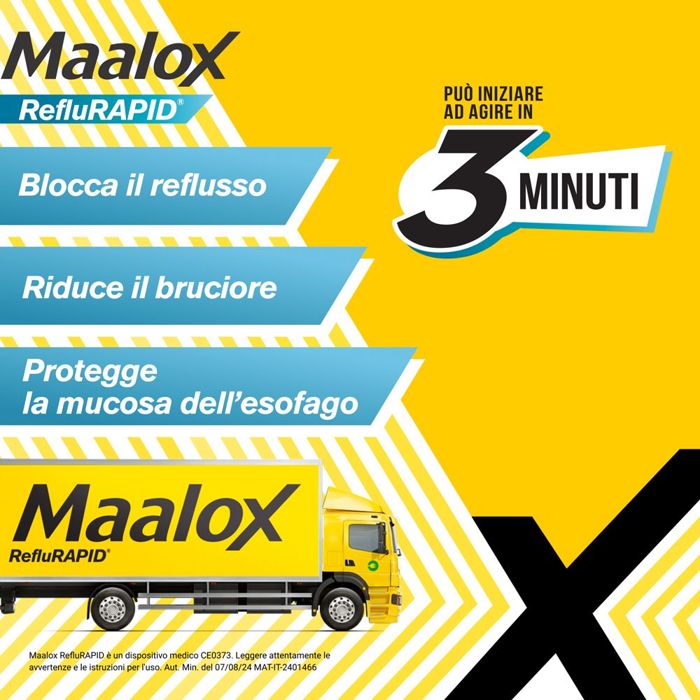 Maalox Reflurapid blocca il reflusso, riduce il bruciore, 20 bustine