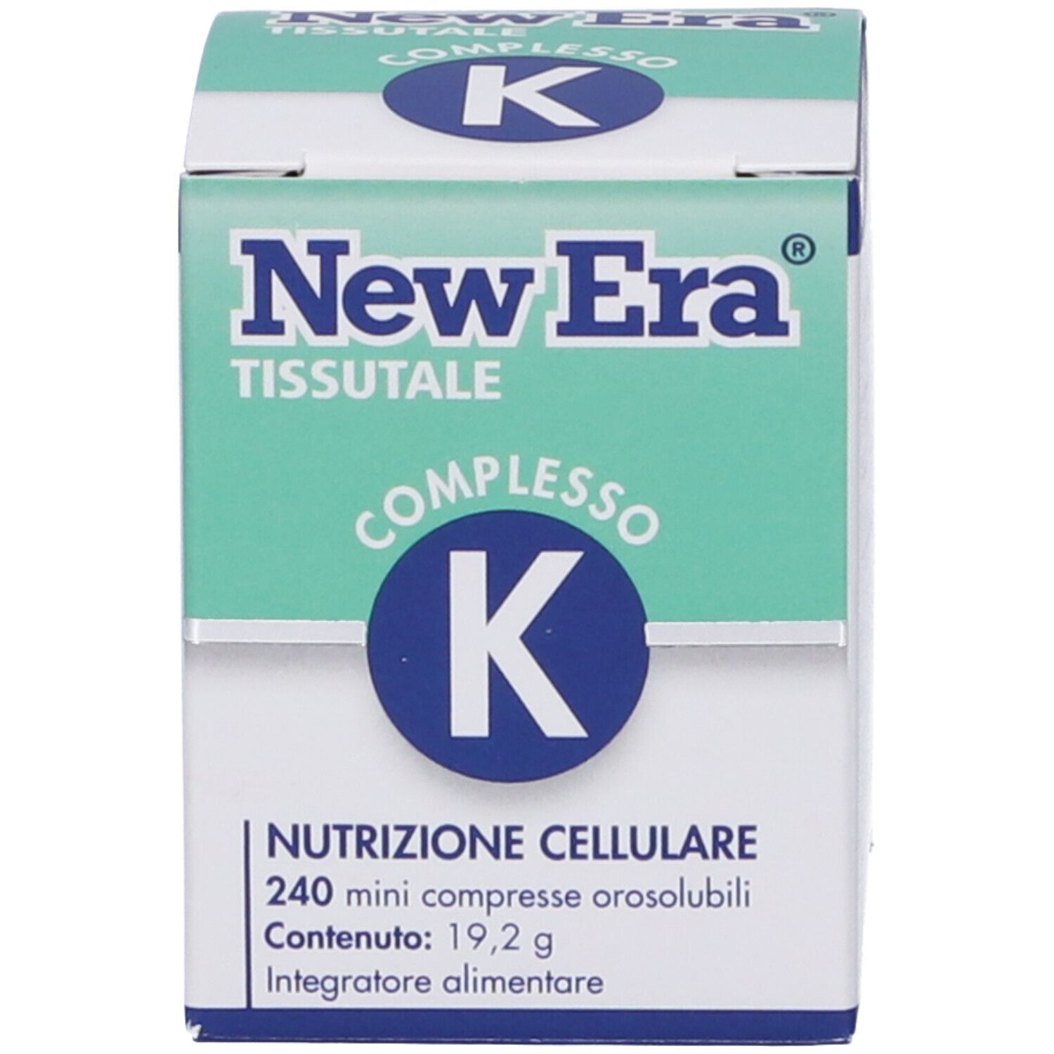 New Era Complexe K: Scatola in cartone da 240 mini compresse orosolubili.