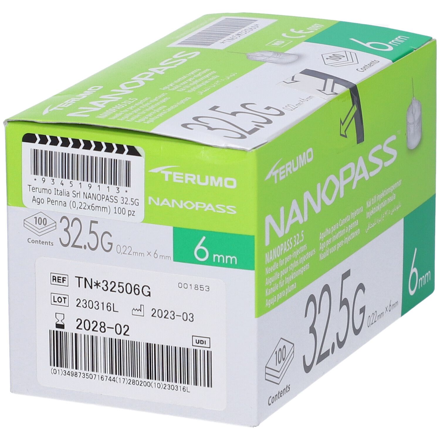 Nanopass Ago Per Penna da Insulina 32,5 Gauge 6 mm