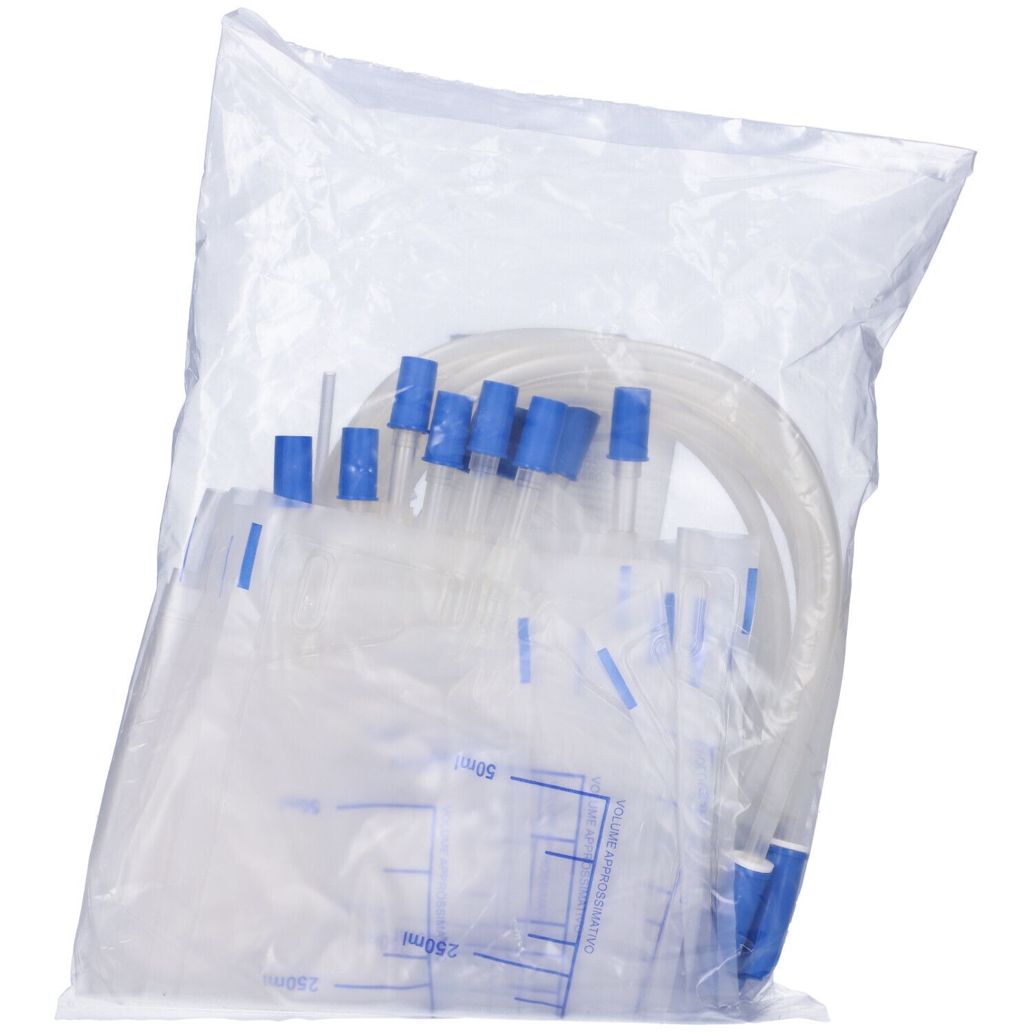 Sacca Raccolta Urina Da Gamba In Pvc Non Sterile Volume 750 Ml Tubo Lunghezza 35 Cm Con Scarico E Valvola Antireglusso 10 Pezzi + 4 Laccetti