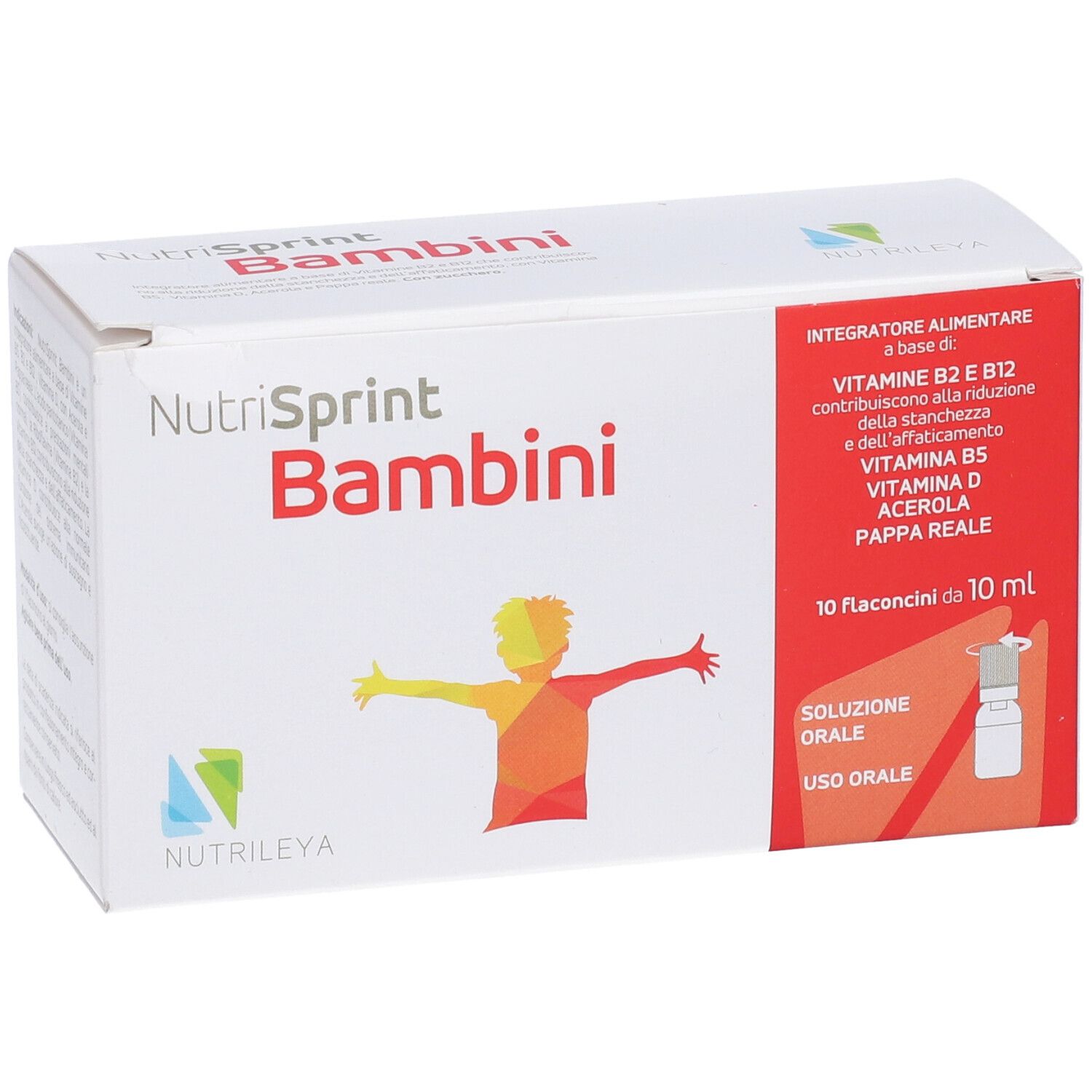 Scatola Nutrisprint Bambini con logo e informazioni. Contiene 10 flaconcini.