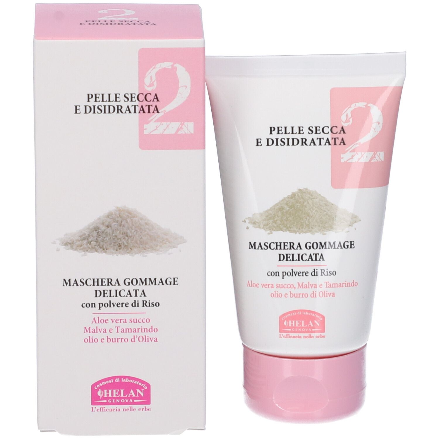 Prodotto per la cura della pelle: Maschera gommage delicata con polvere di riso per pelli secche e disidratate.