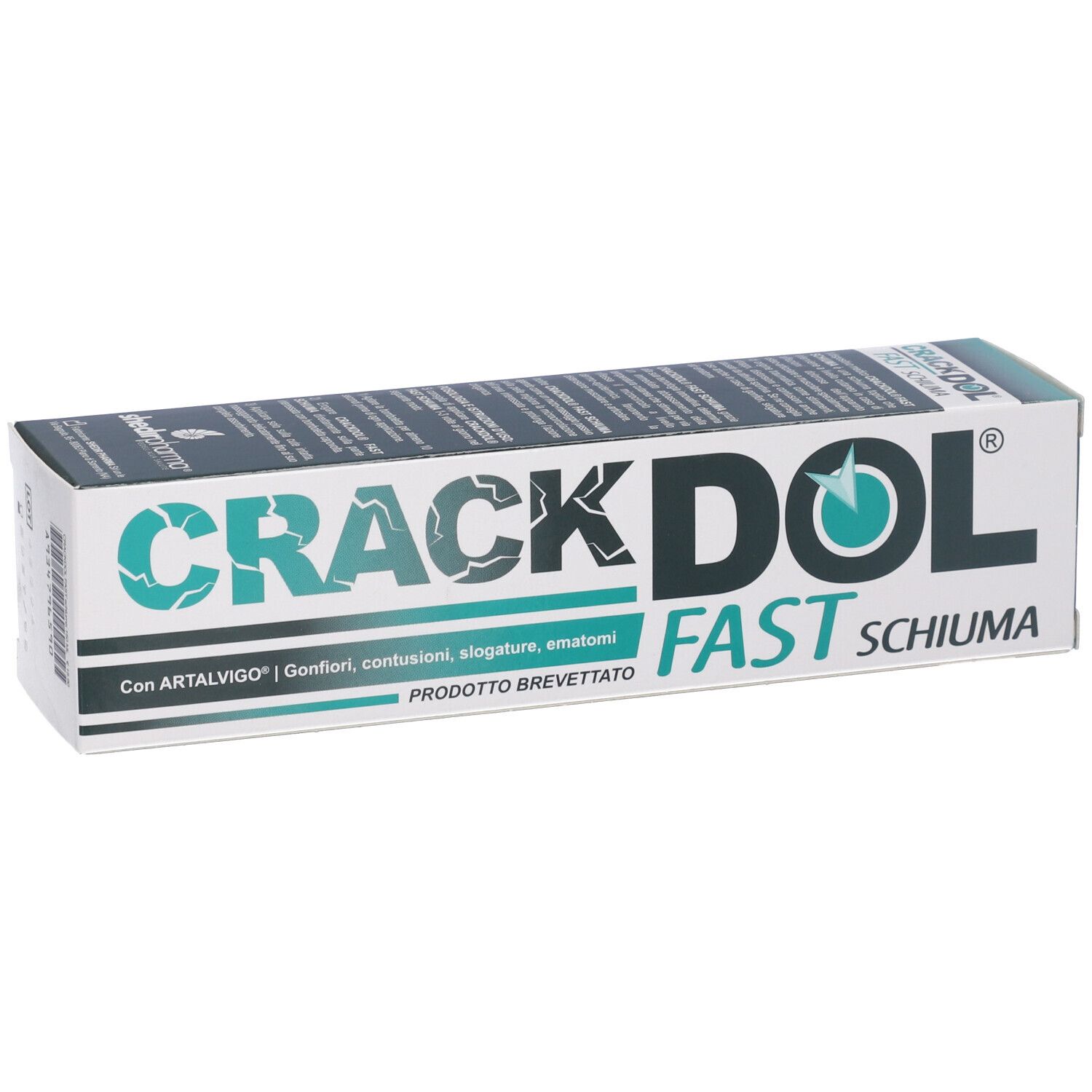 Confezione CrackDOL FAST Schiuma. Scatola bianca e verde con testo. Forma rettangolare.