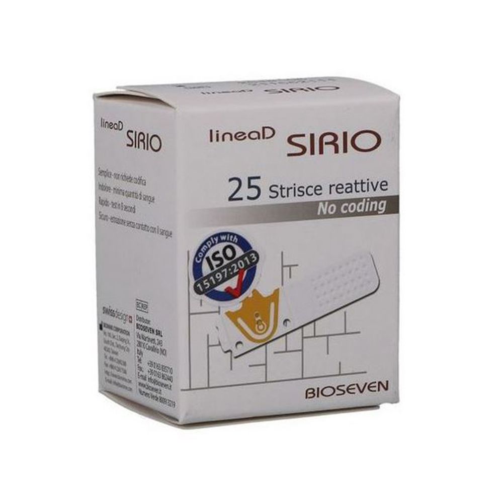 Strisce Misurazione Glicemia Linea D Sirio 25 Pezzi