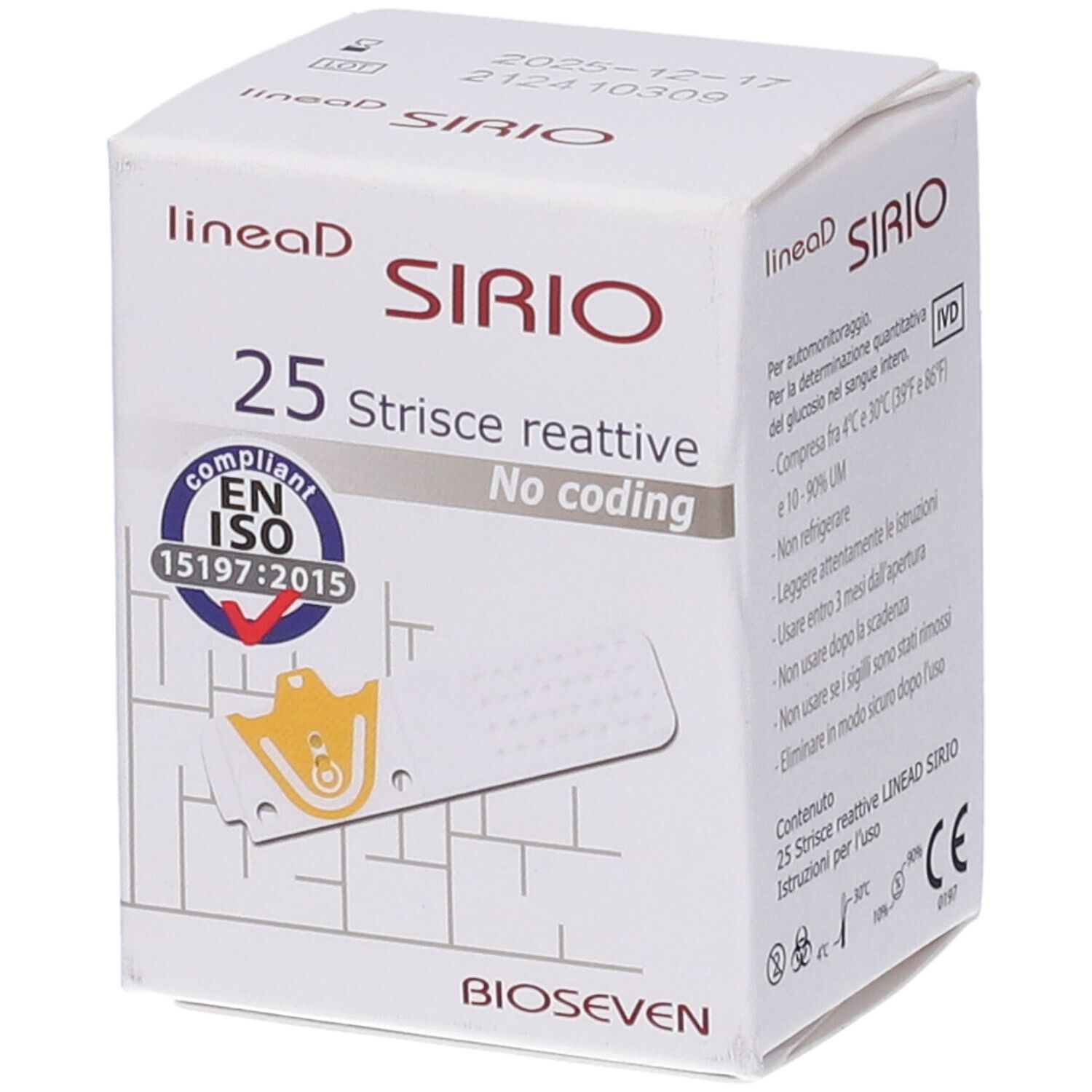 Strisce Misurazione Glicemia Linea D Sirio 25 Pezzi