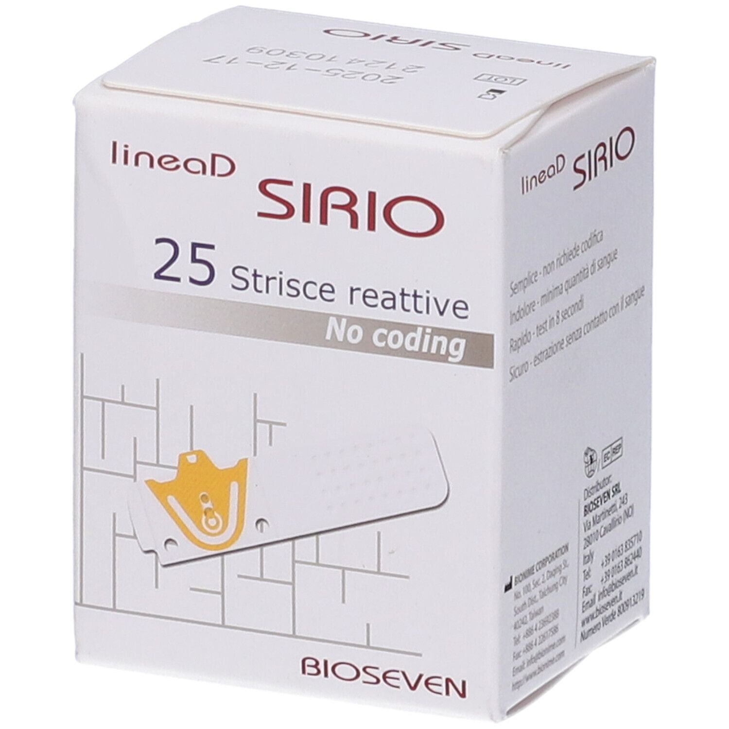 Strisce Misurazione Glicemia Linea D Sirio 25 Pezzi