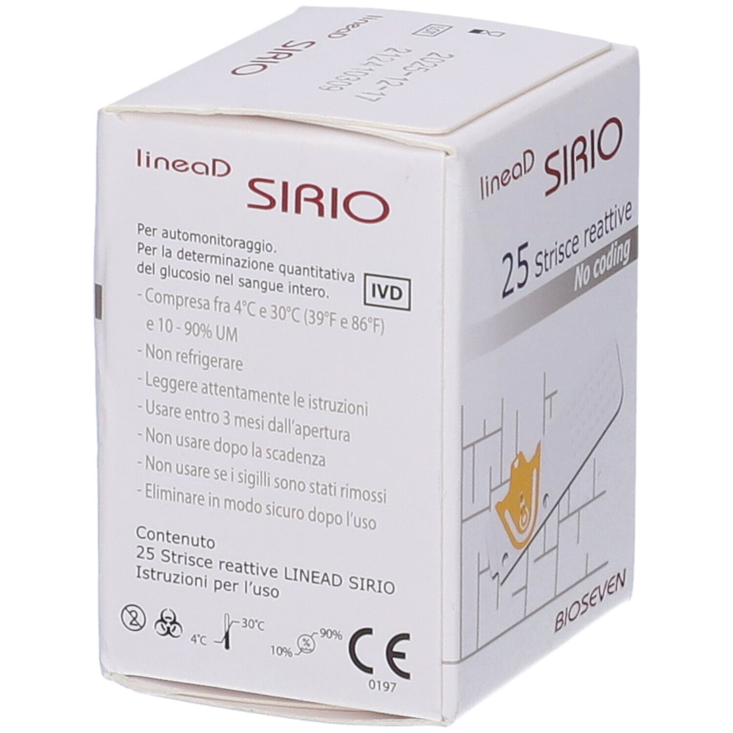 Strisce Misurazione Glicemia Linea D Sirio 25 Pezzi