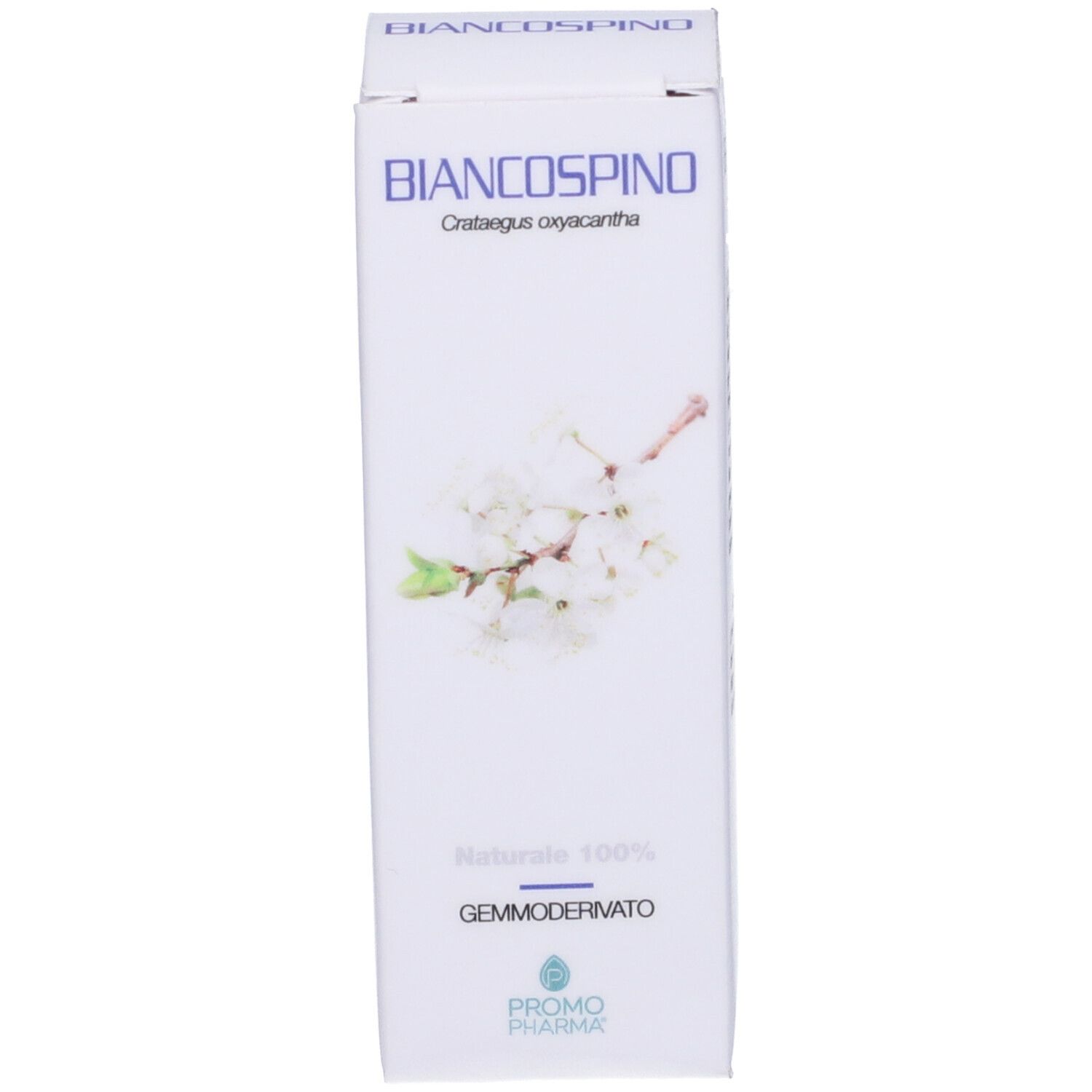 Scatola bianca con nome del prodotto e design floreale. Marchio PromoPharma.