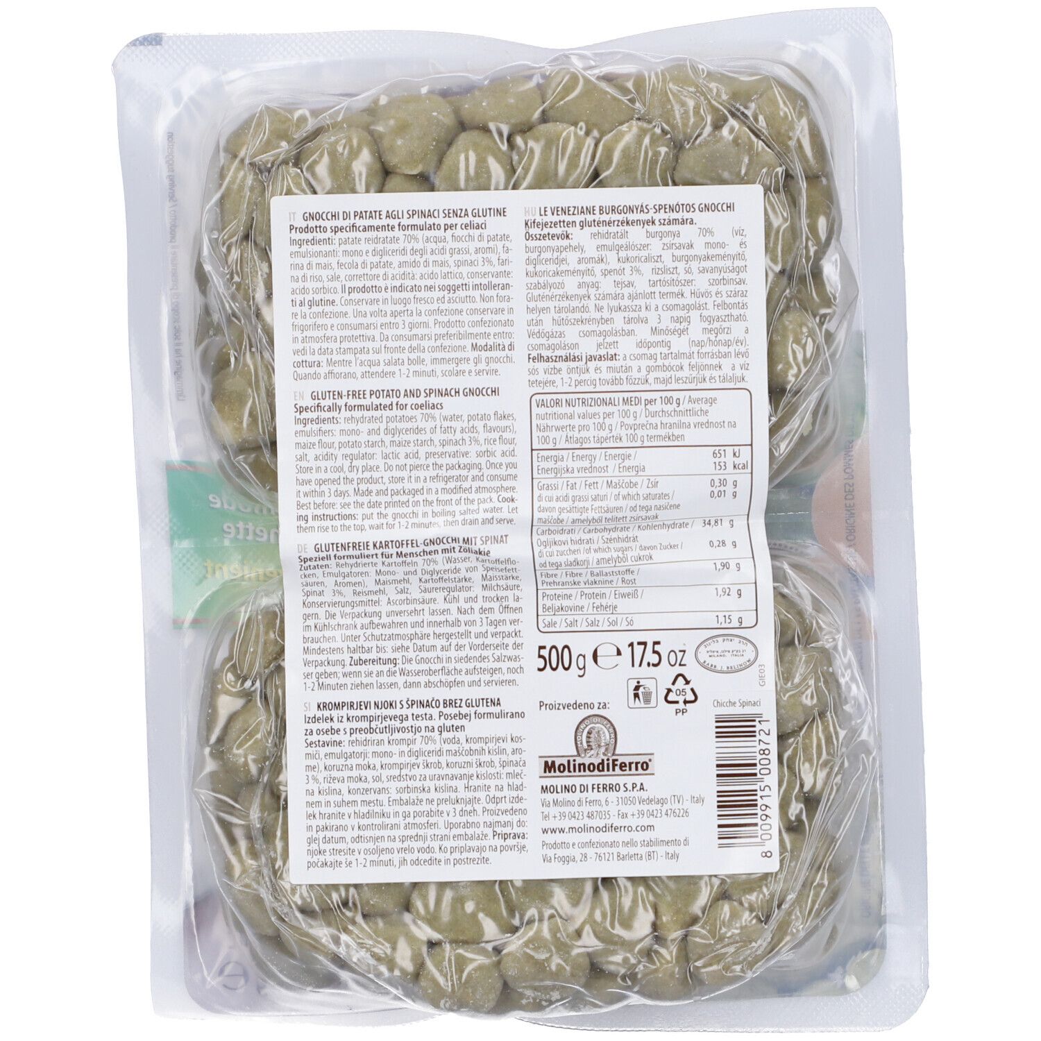 Le Veneziane Chicche Di Patate Agli Spinaci 500 G