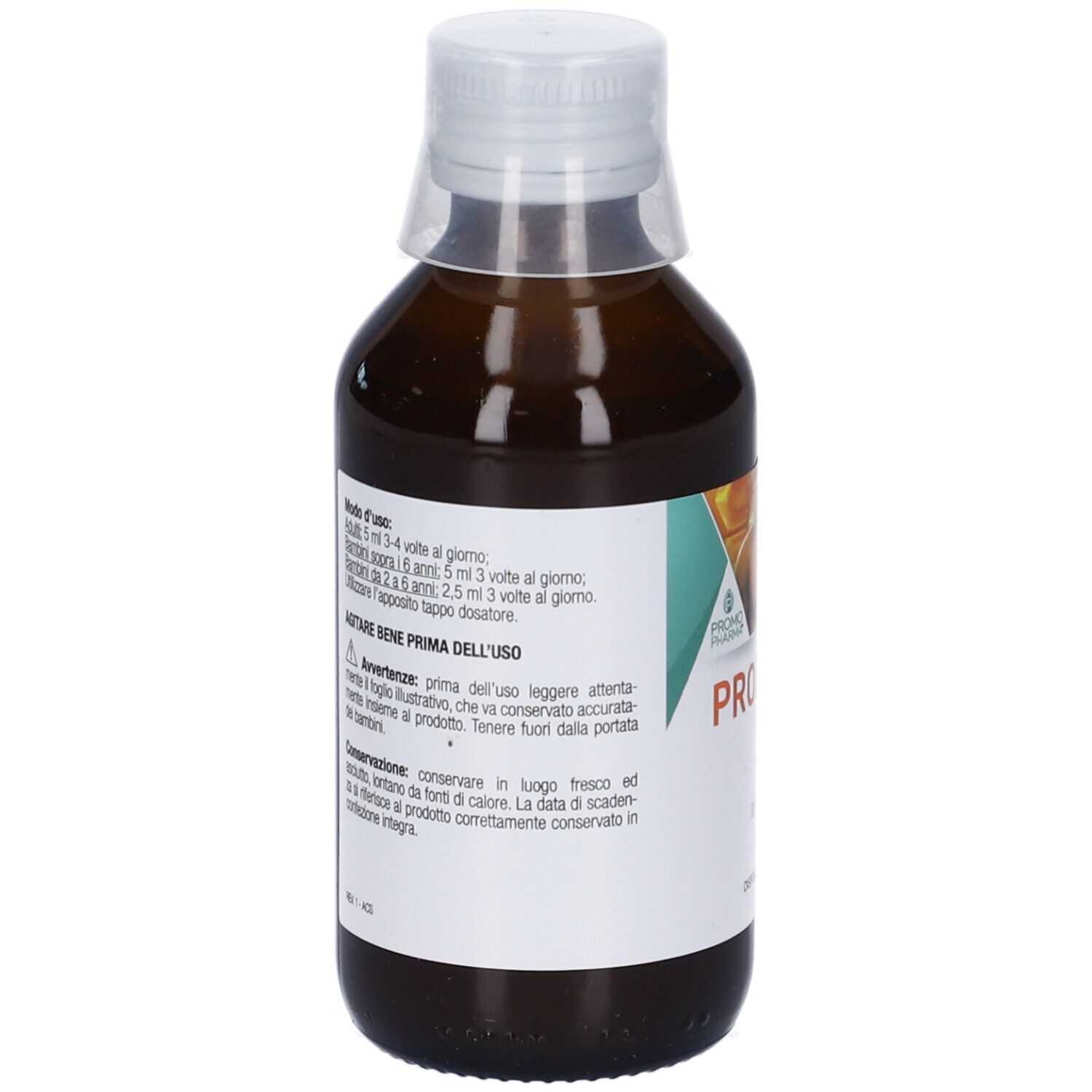 Flacone marrone con tappo bianco. Etichetta con istruzioni per l'uso. Dispositivo medico.