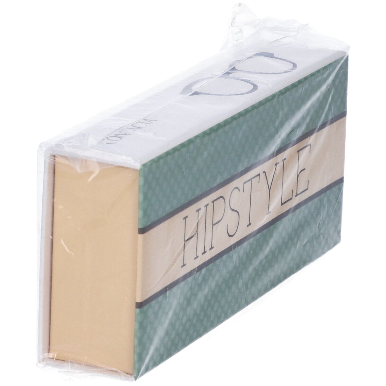 Confezione di occhiali. Scritta HIPSTYLE. Parzialmente confezionata in plastica.