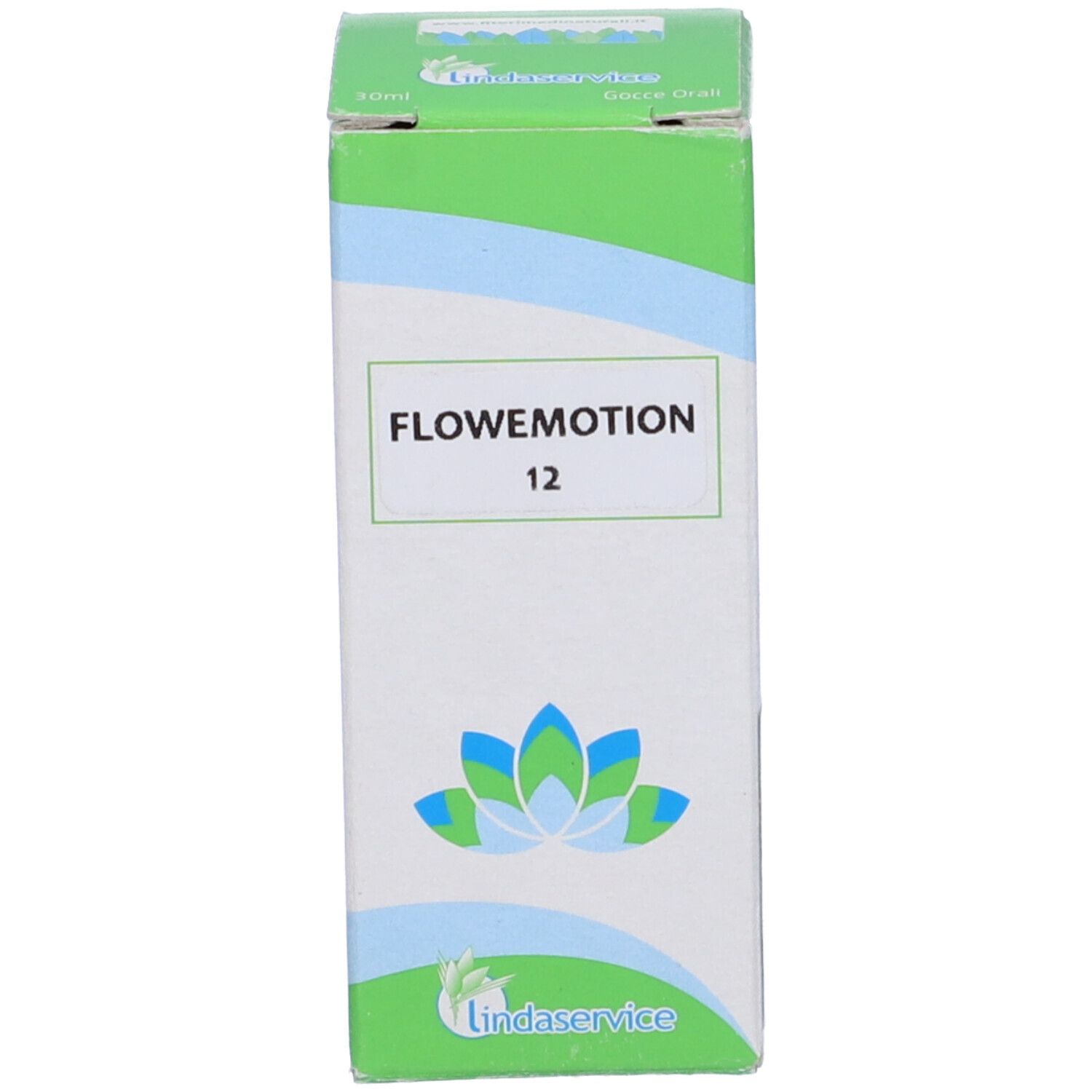 Scatola verde con testo: FLOWEMOTION 12, logo.