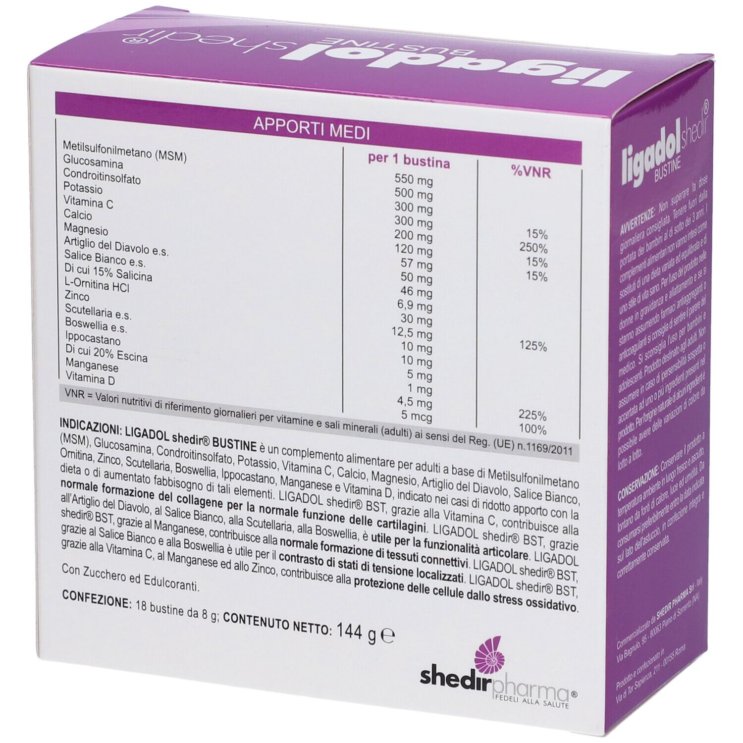 Ligadol Shedir 18 Bustine 144 G